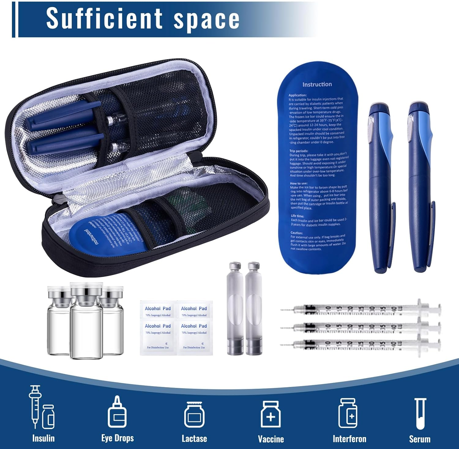 Gloinsu Insulin Cooler Travel Case &ndash; Compact Diabetic Medication Bag with Tsa-Approved Ice Pack, Insulated Storage for Insulin Pens and Supplies, Perfect for Daily Use and Travel image number 2