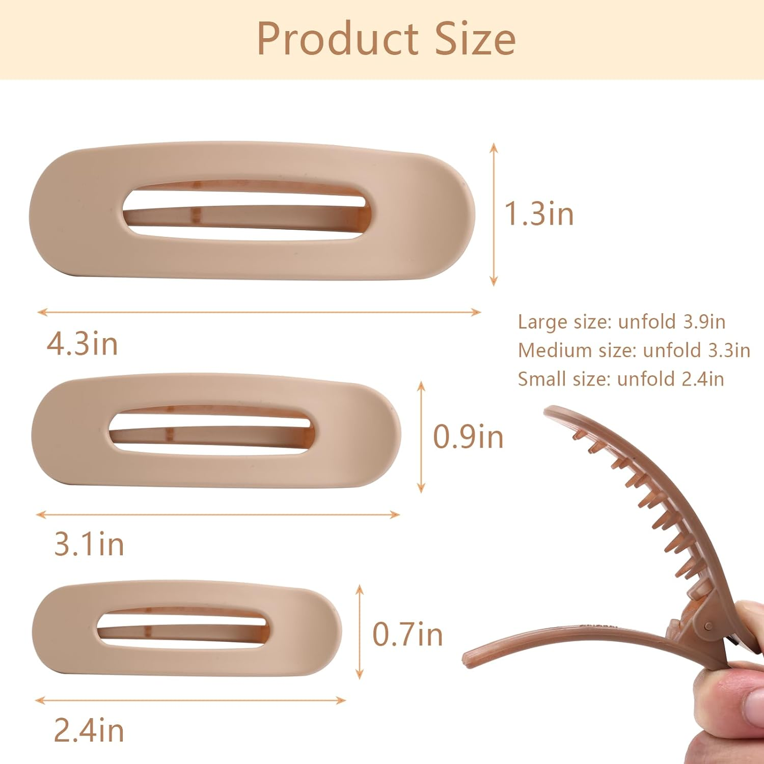 12PCS Flat Hair Clips, Flat Claw Clips for Thin Hair, Matte Lay down Claw Clips for Women, 3 Sizes Alligator Hair Clips, Slide Hair Clips, Christmas Hair Accessories, Brown image number 6