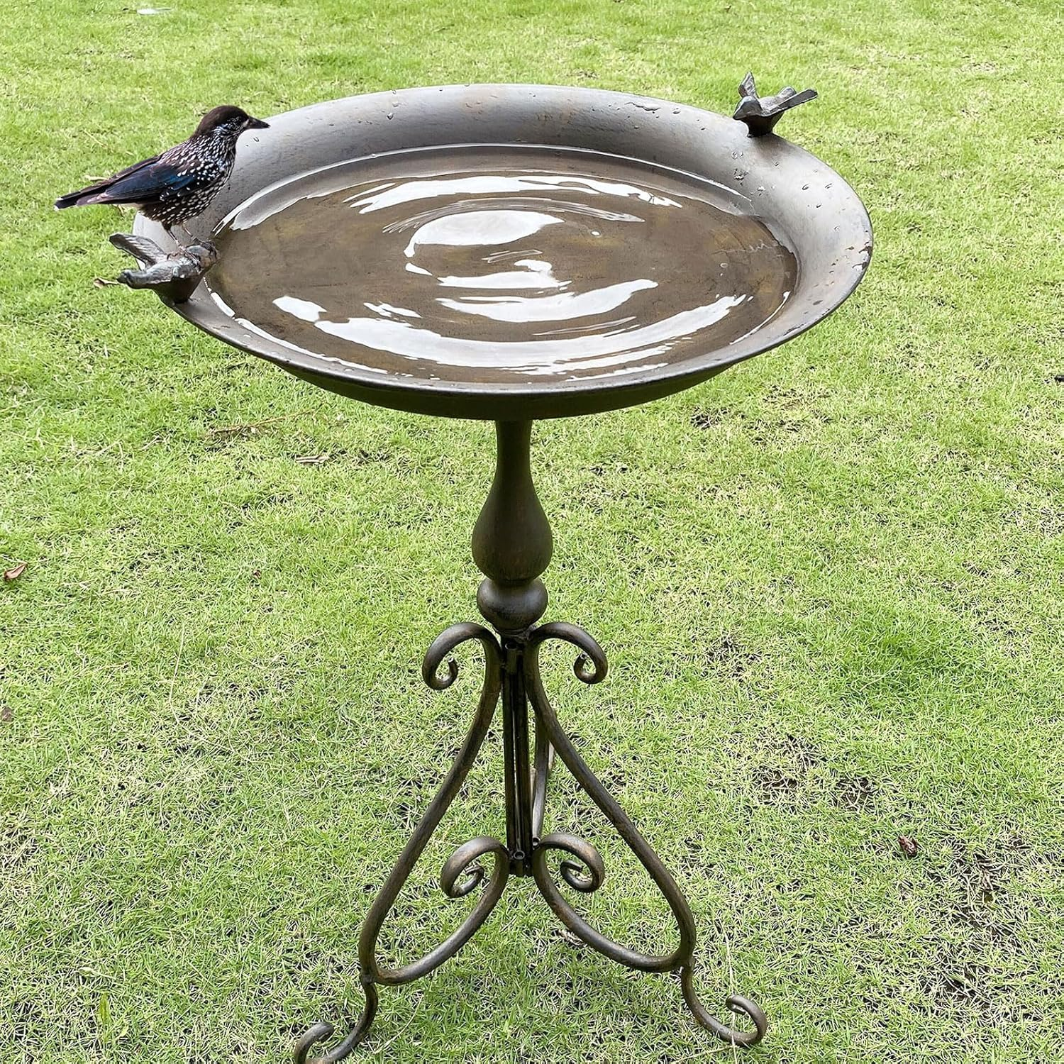 Dia 18" W*28" H Large Metal Bird Bath with Stand, Bird Baths for Outdoors, Metal Bird Baths/Feeder,For Garden Yard Decor image number 6