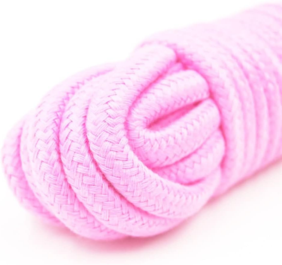 Soft Cotton Binding Rope, All Purpose Thick Cotton Twisted Knot Tying Rope, 8Mm Diameter, 5M Long, Pack of 2, Pink image number 1