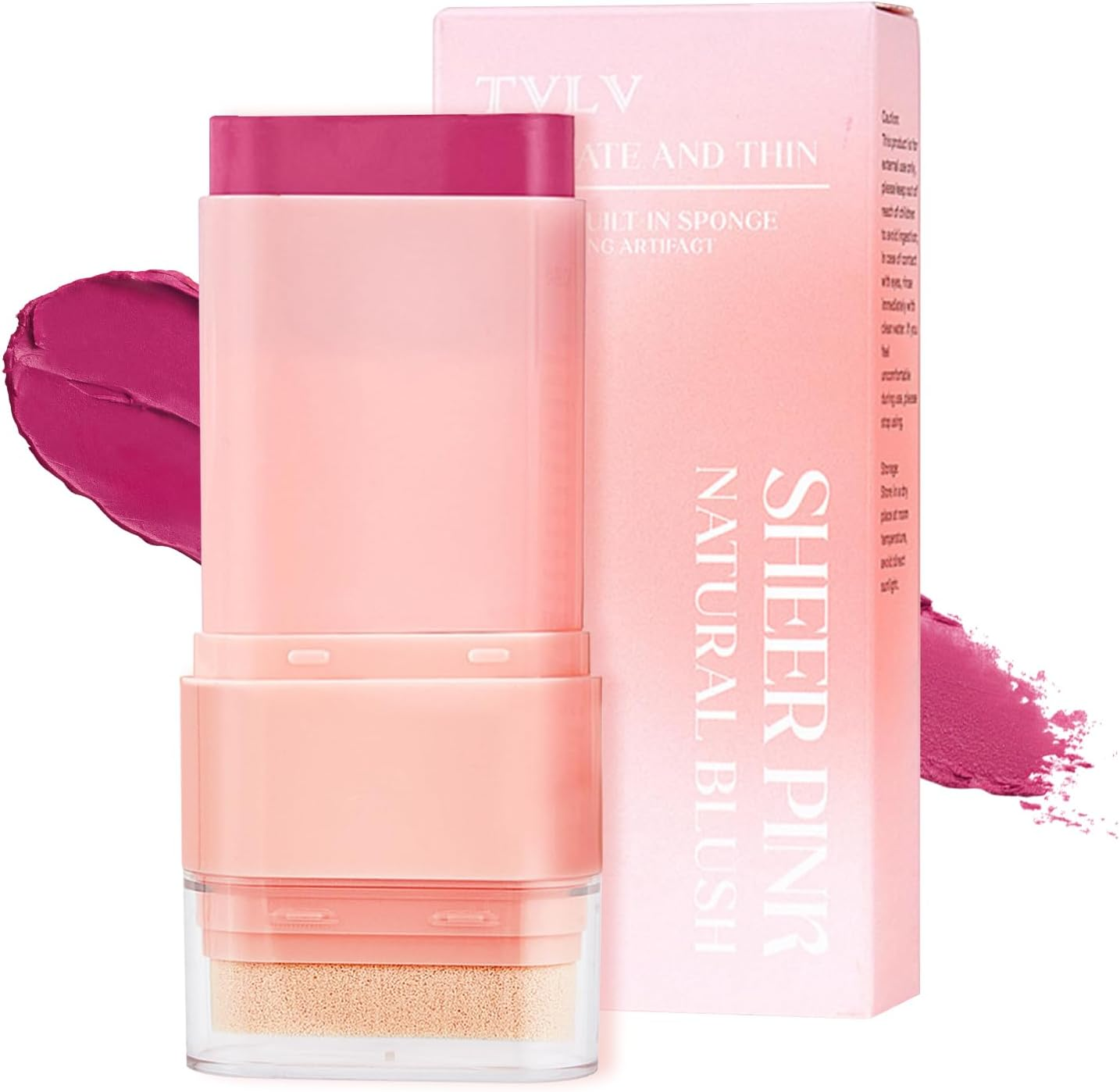 Blush Stick Makeup for Cheeks Matte Finish with Built-In Blending Sponge, Multi-Use Hydrating Tinted Solid Moisture Cream Face Blush Stick Cheek Tint Tinted Moisture Makeup Sticks for All Skin (#06)