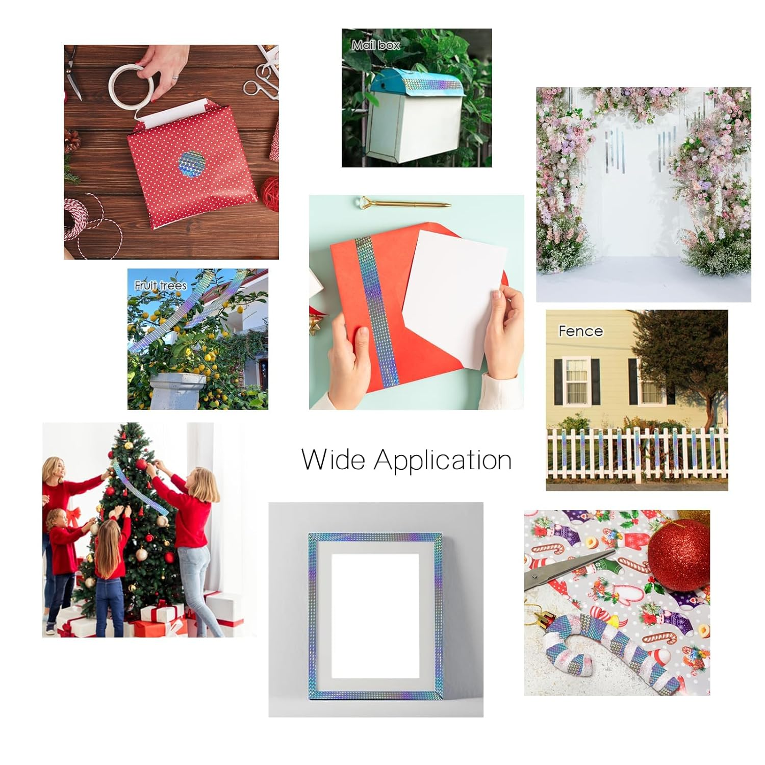 Reflective Tape 2 Inches X 164 Feet Roll, Self-Adhesive Holographic PET Tape for Bird Deterrent, Packing, Crafts, DIY Art & Decoration &ndash; SZTTY image number 4