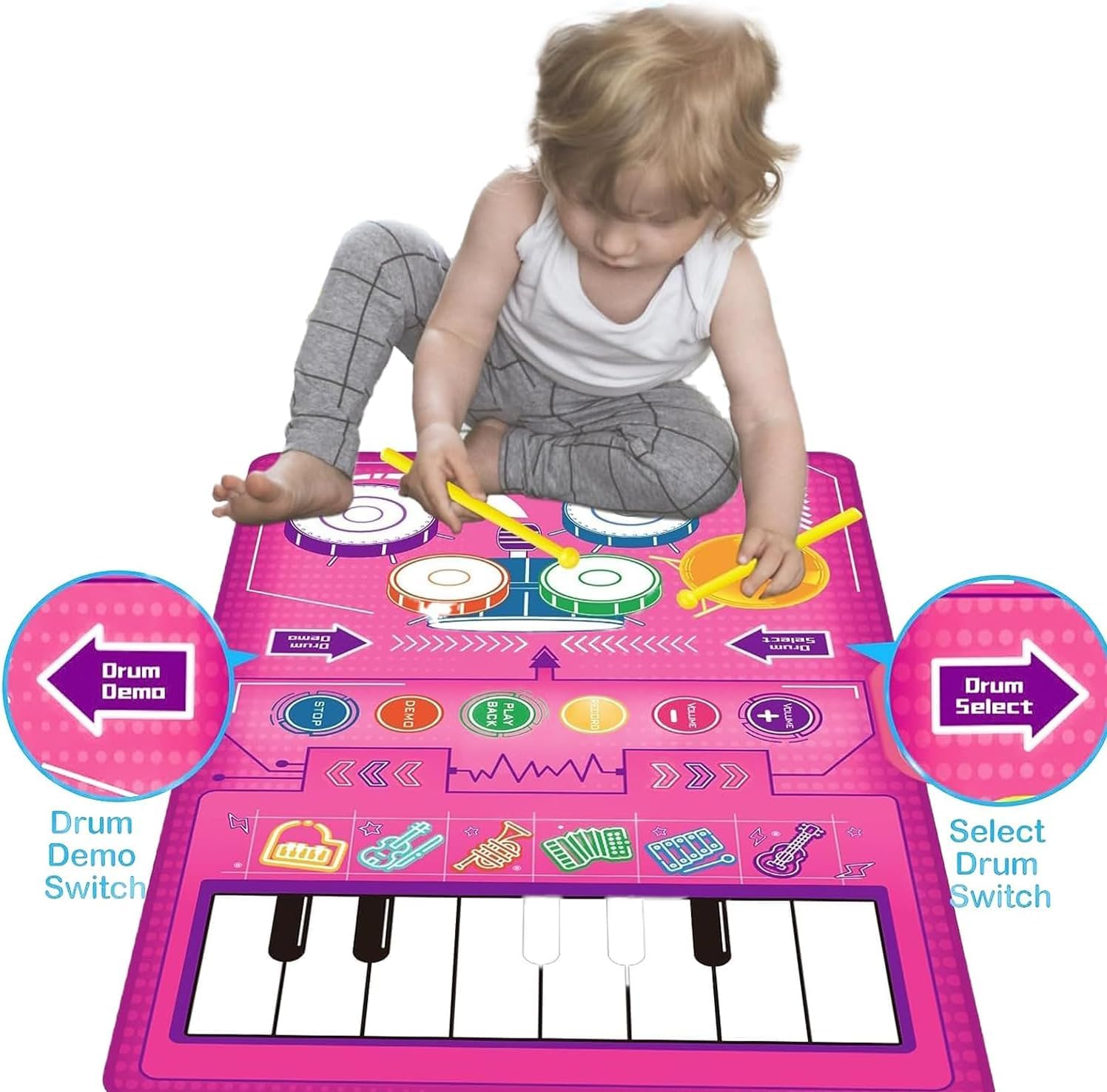 1 Year Old Girl Gifts, Piano Mat Baby Toys for 1 Year Old Girl, 2 in 1 Toddler Music Mat with Keyboard & Drum, Early Educational Musical Toys First Birthday Gifts for 1 2 Year Old Girls & Boys