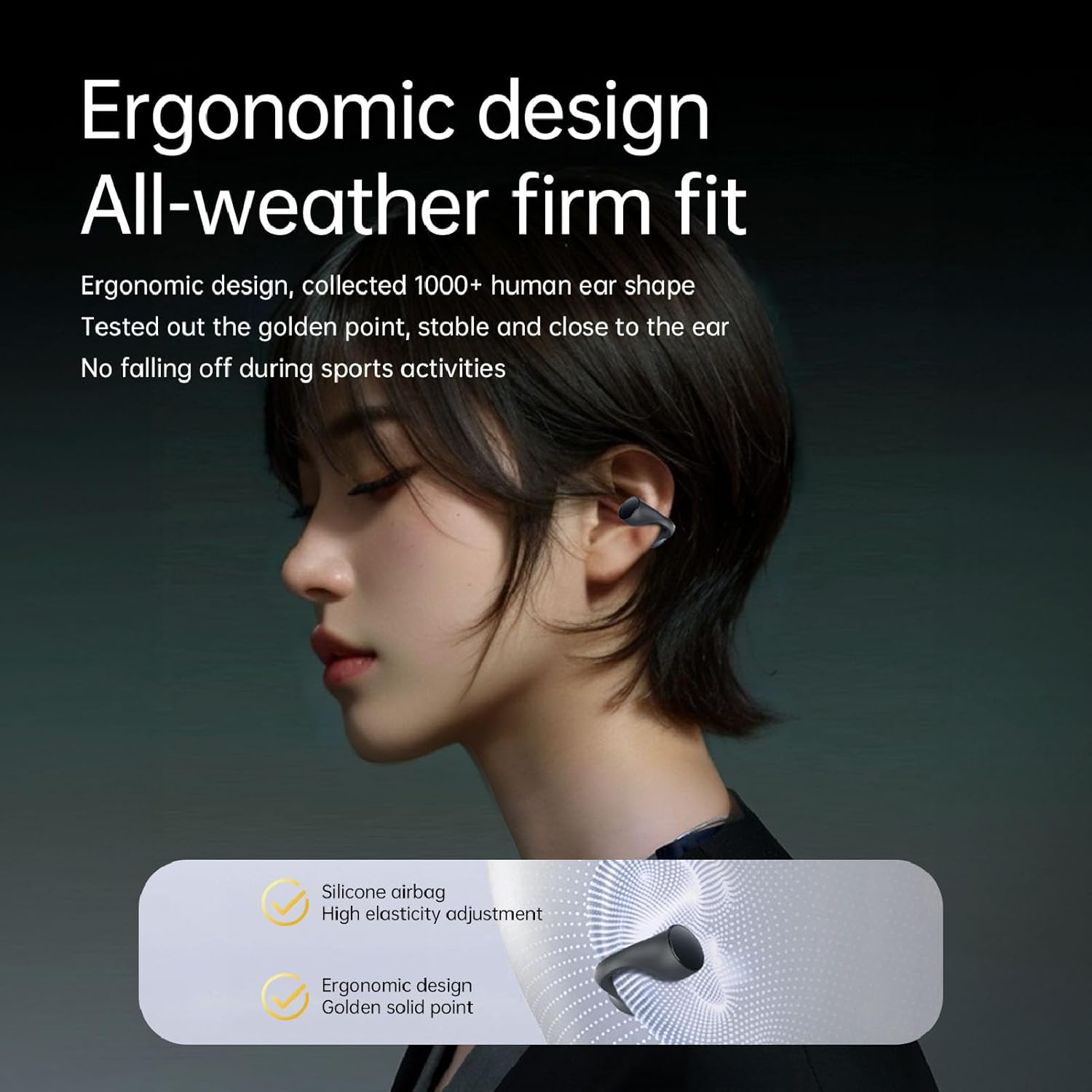 Generic Bone Conduction Earbuds, Clamp/Holder on 5.3 Headphones, Sweatproof and Comfortable for Fitness, Running, Gym Workouts for Small Ears image number 4