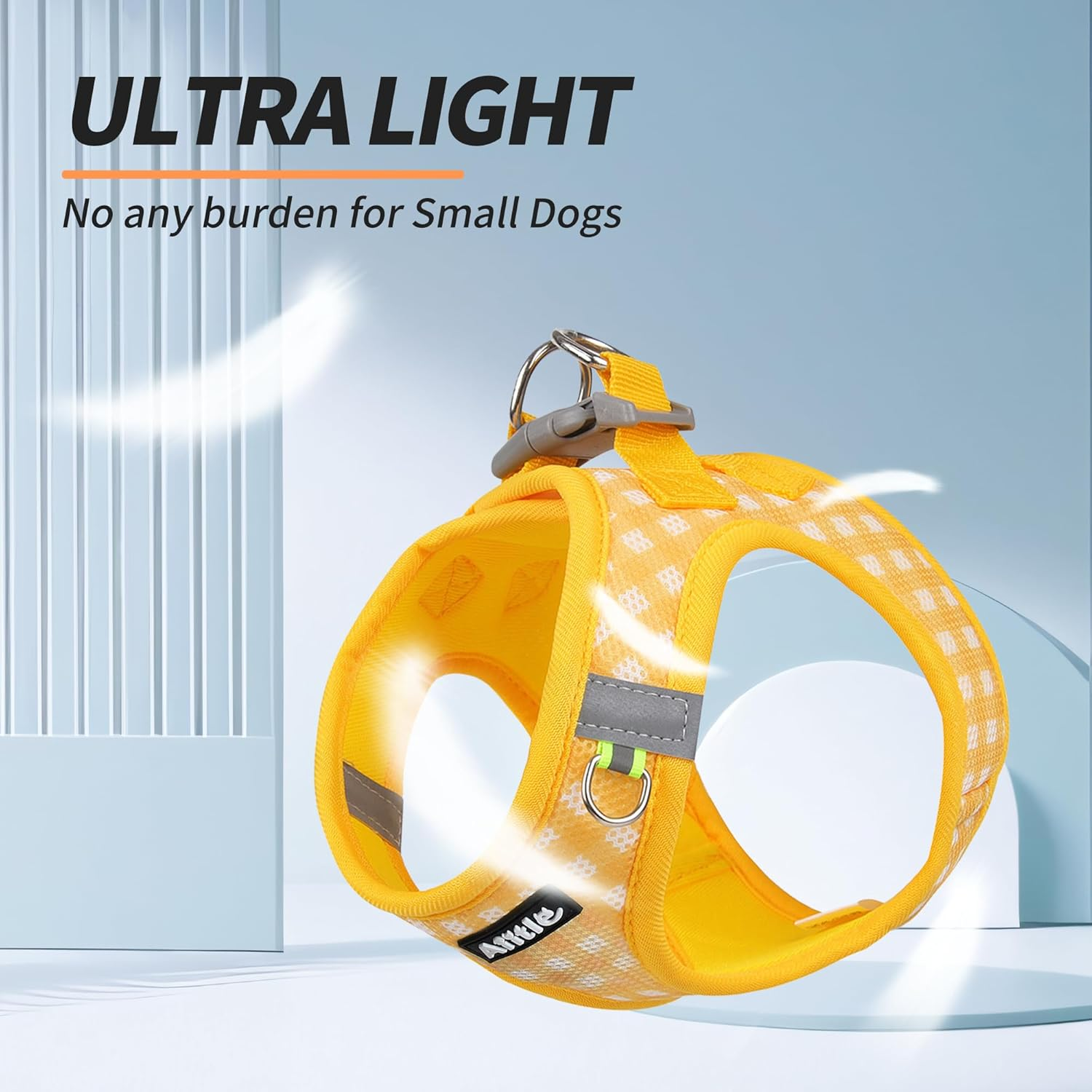 AIITLE No-Pull Pet Harness with a Leash, Plaid Comfort Padded Vest, Step in Dog Harness, Reflective Bands, Soft Breathable Pet Supplies, for Small and Medium Dogs and Cats Yellow S image number 2