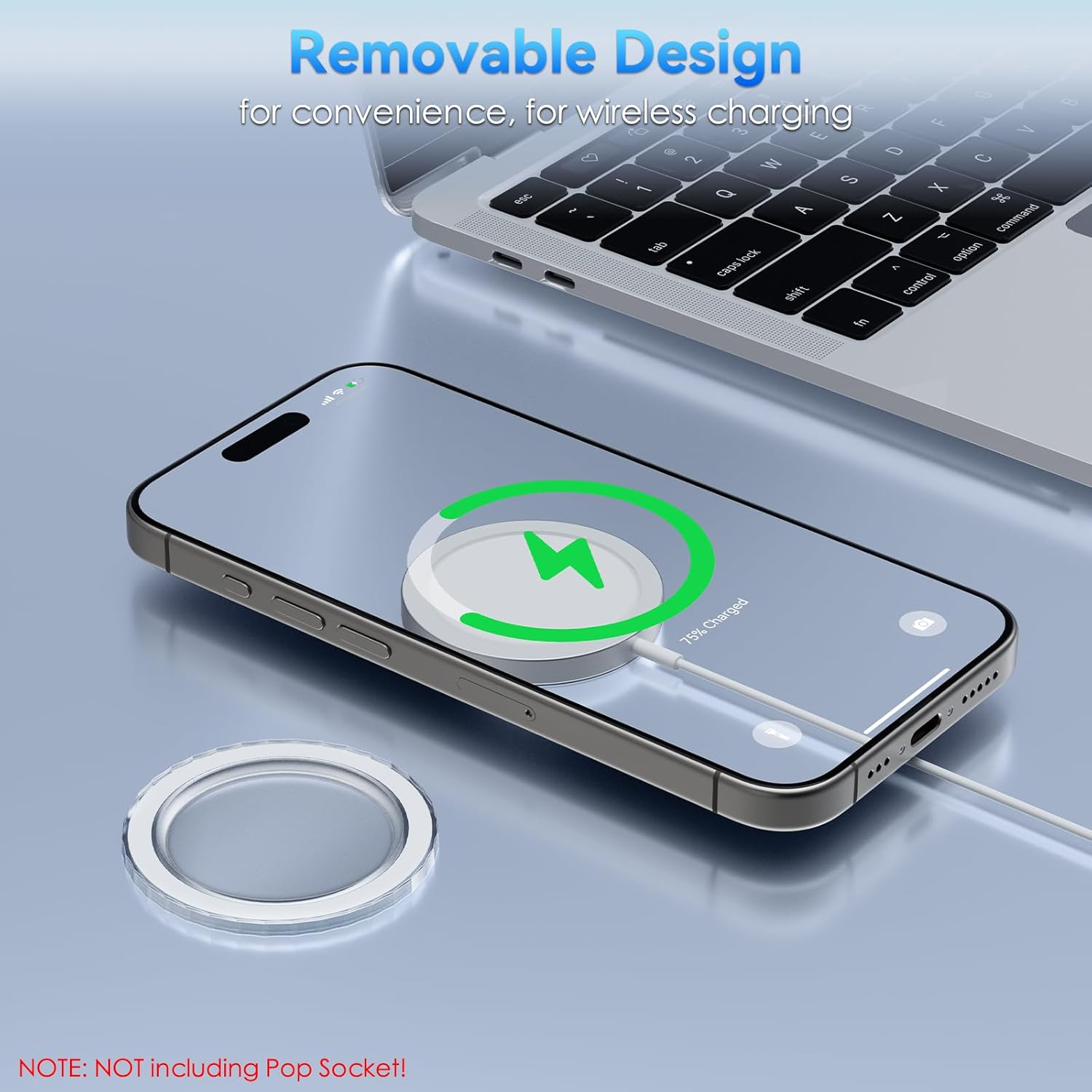 Cloudvalley Magnetic Base Compatible with P0Psocket Phone Grips & Iphone Magsafe Series, Movable Phone Holder Base, Light Slim Case Accessories, Matte Clear image number 5