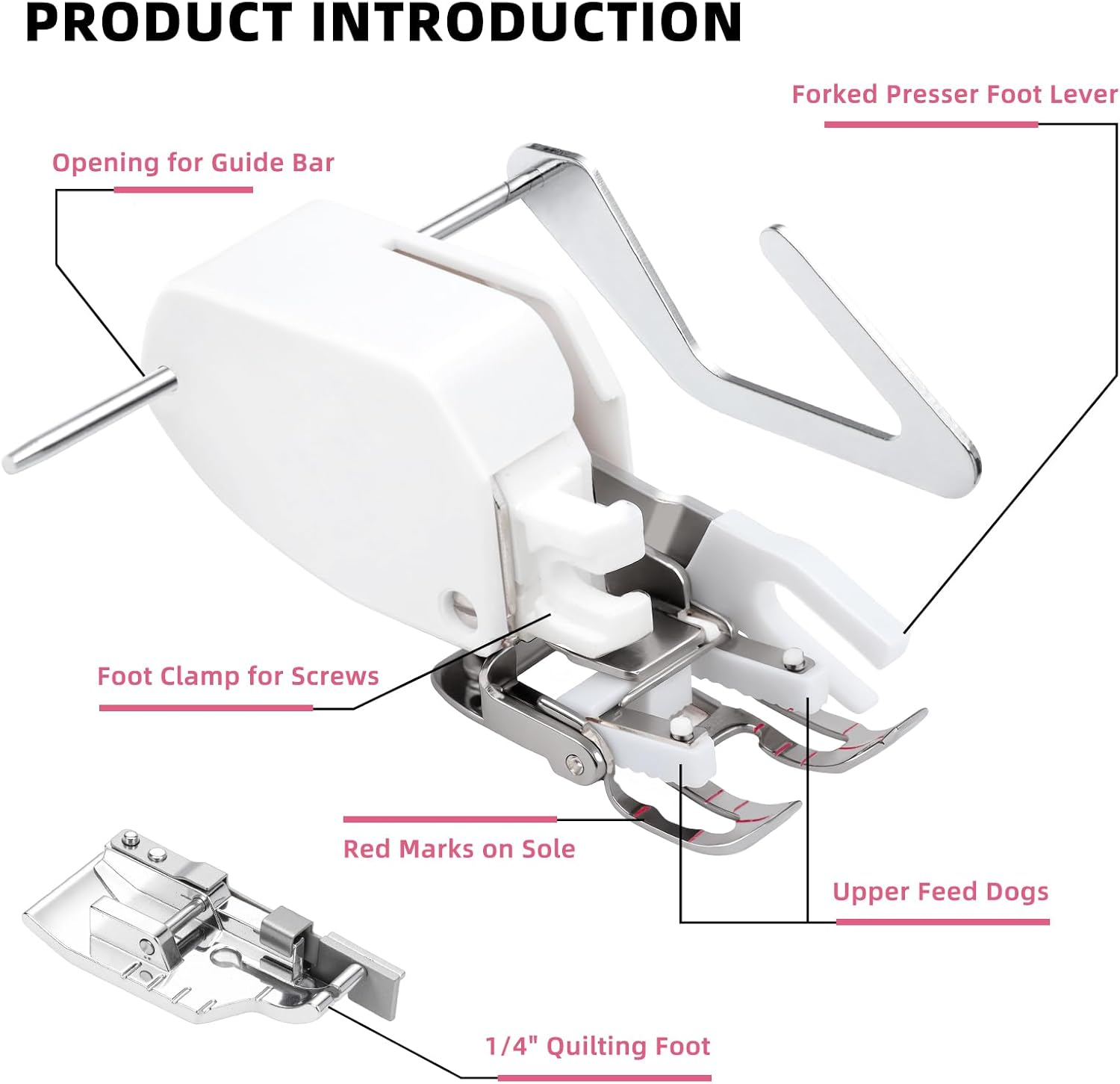 Open Toe Walking Foot W/Guide for Brother Sewing Machine Quilting and Sewing Stitch through Multiple Layers and Match Prints,Fits Brother, Janome, Singer, and More image number 1