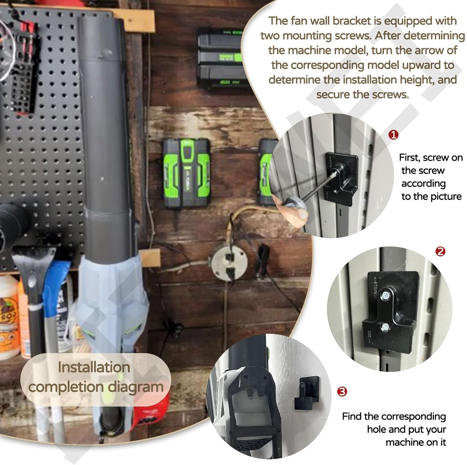 LIZEWEI Blower Wall Mount/Mounting Bracket for EGO Leaf Blower 530, 615, 650, LB5300 Wall Hanger, Plastic Wall Holder Wall Bracket for Hanging Leaf Blower