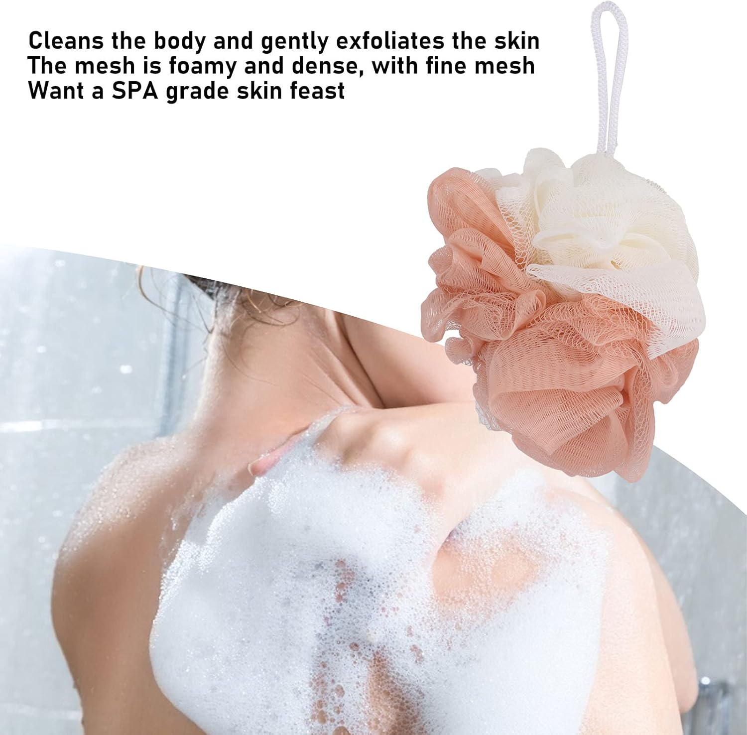 Bath Loofah, Bath Ball Mesh Bath Ball Loofah Sponge Shower Sponge Bath Scrubber for Girl for Bathroom image number 2