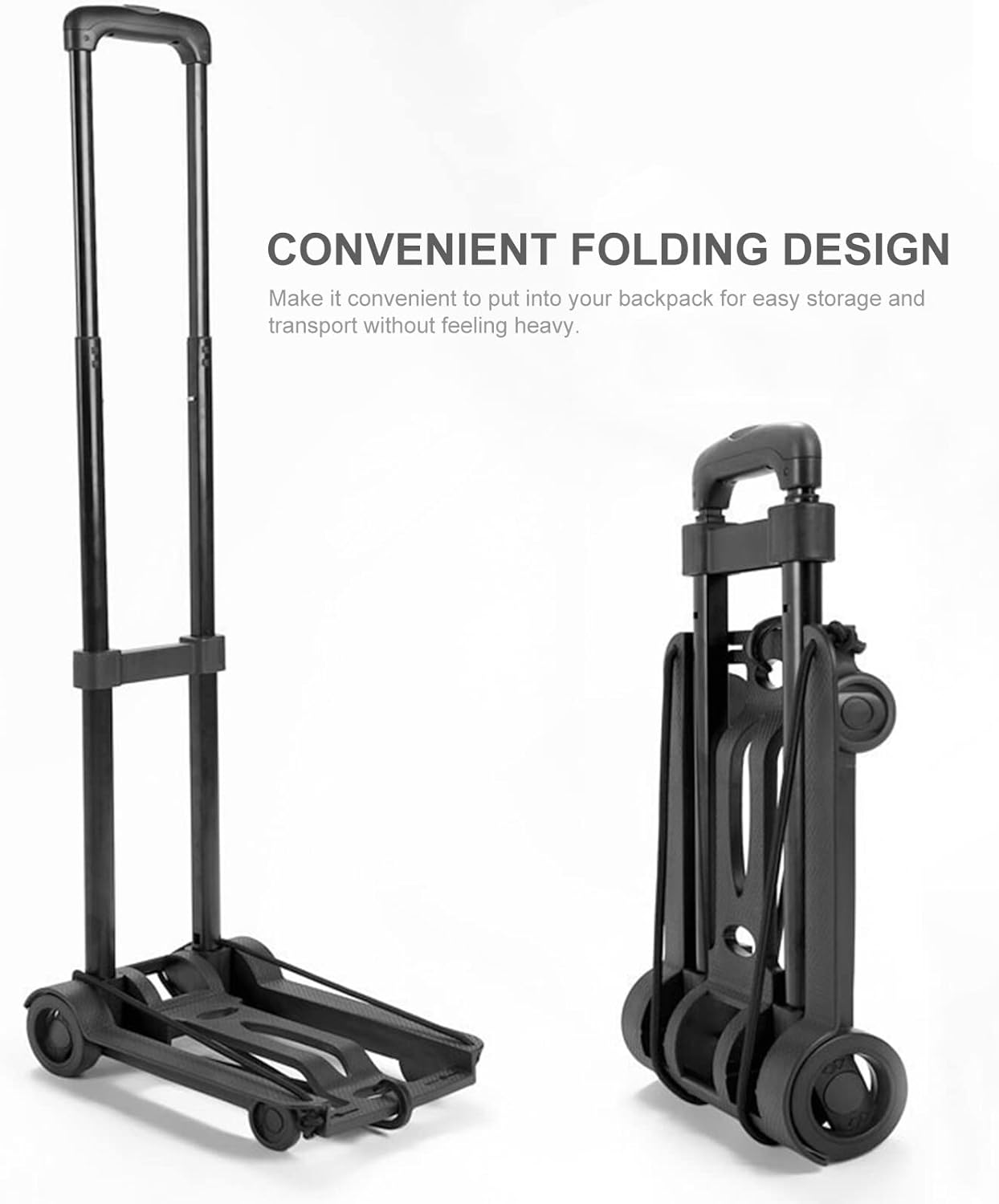 Xinyee Folding Luggage Cart Lightweight Compact Folding Travel Trolley Hand Cart Luggage Folding Trolley Folding Hand Cart Travel Trolley for Luggage Personal Travel image number 2