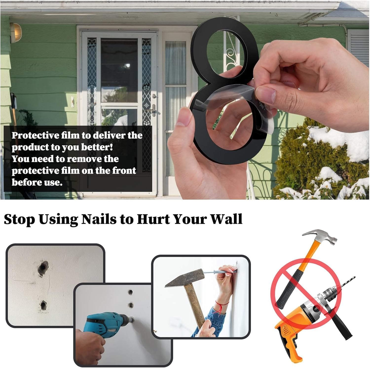 5 Inch House Numbers, Self-Adhesive House Number Acrylic Modern House Numbers for outside Black Mailbox Numbers Address Home Number for House Apartments Office Hotel Room Easy to Install (Numeral.9)