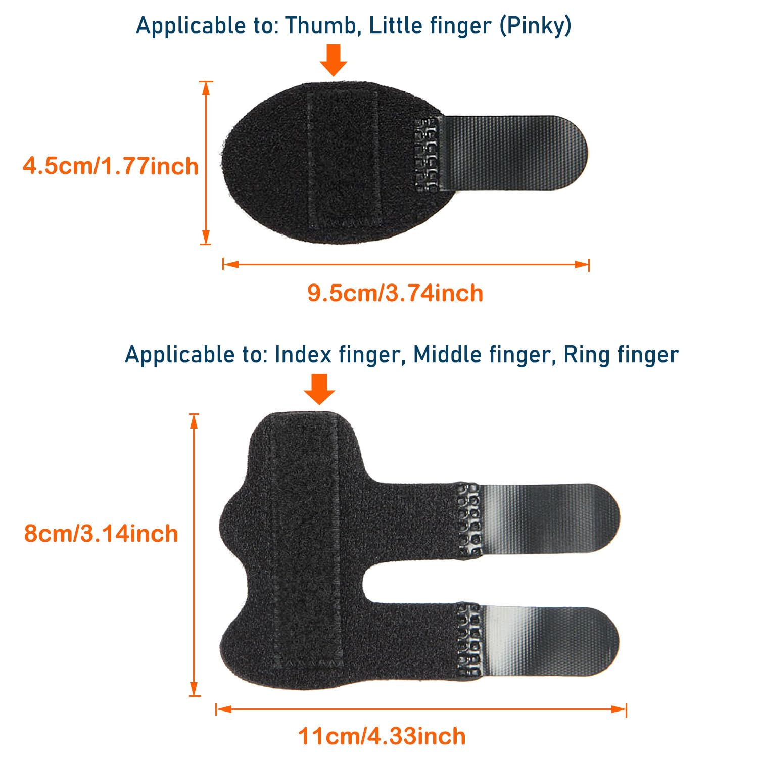 SILHOL 5Pcs Finger Splint, Mallet Finger Splint for Relief, Arthritis Finger Support, Strain or Broken Finger Splint for Thumb, Index, Middle, Ring and Little Fingers, with Aluminum Strip, (Black) image number 3