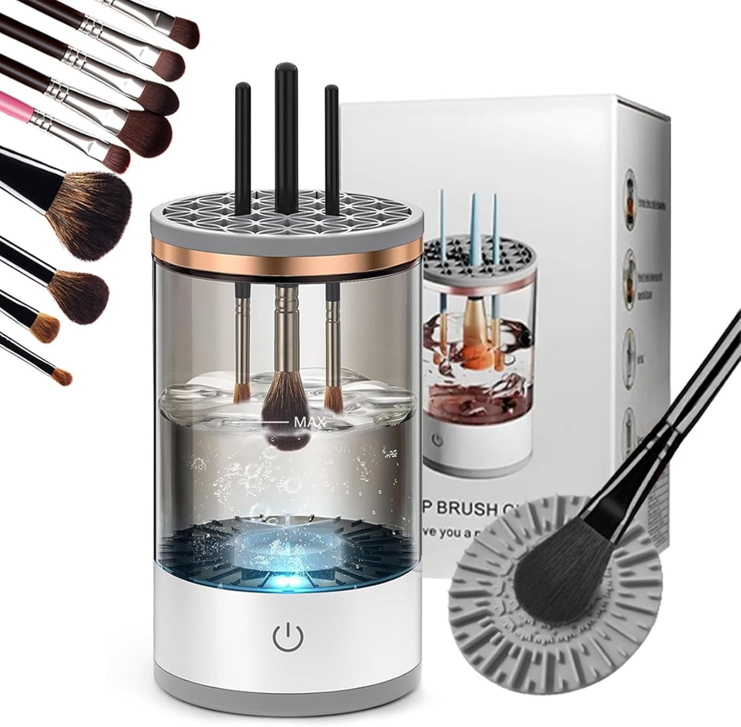Makeup Brush Cleaner Machine, Upgraded Portable Electric Makeup Brush Cleaner Machine, Automatic Cosmetic Brush Cleaner for Quick & Efficient Cleaning, Suitable for All Brush Sizes(Midnight) image number 5