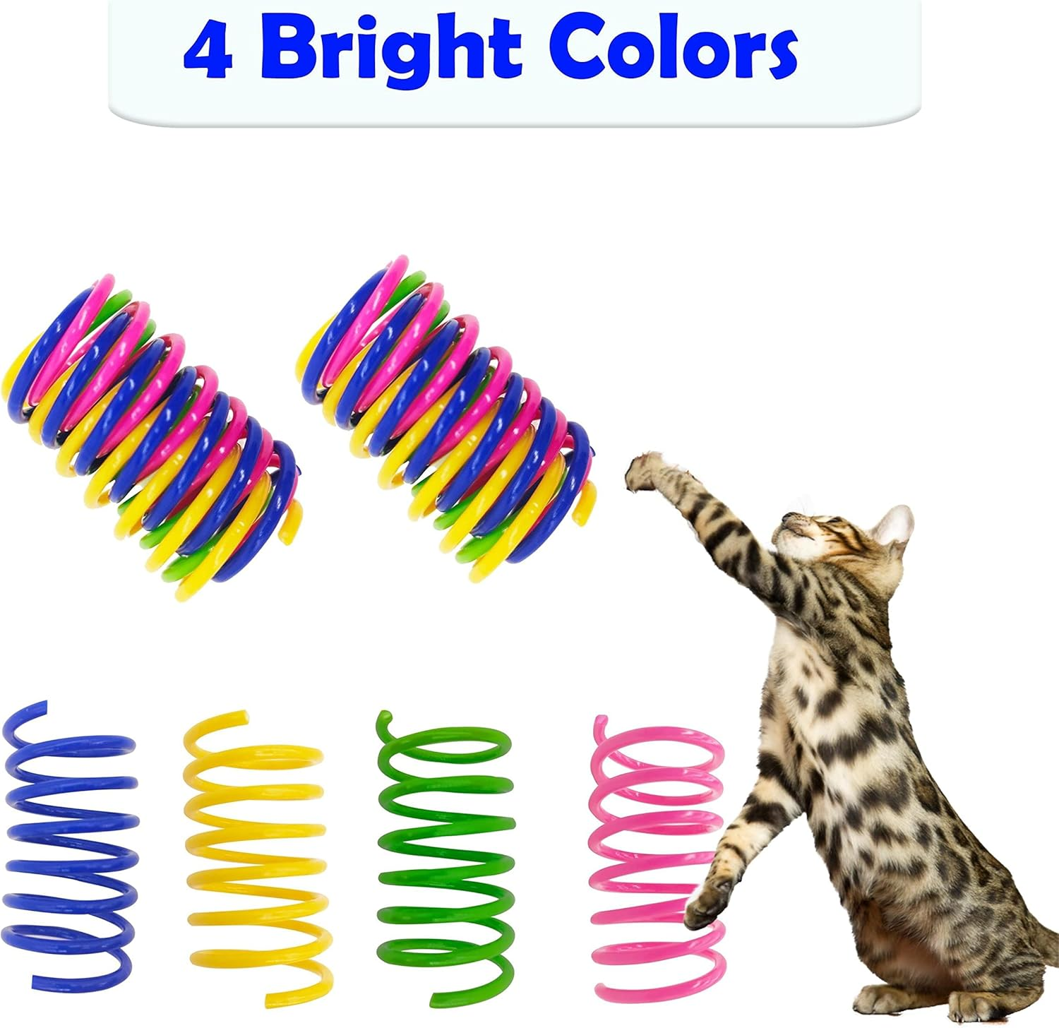 QUVOVID Cat Spring Toys 40 Packs Colorful Plastic Spring Coils Attract Cats to Swat, Bite, Cat Toys for Indoor Cats for All Breeds image number 5