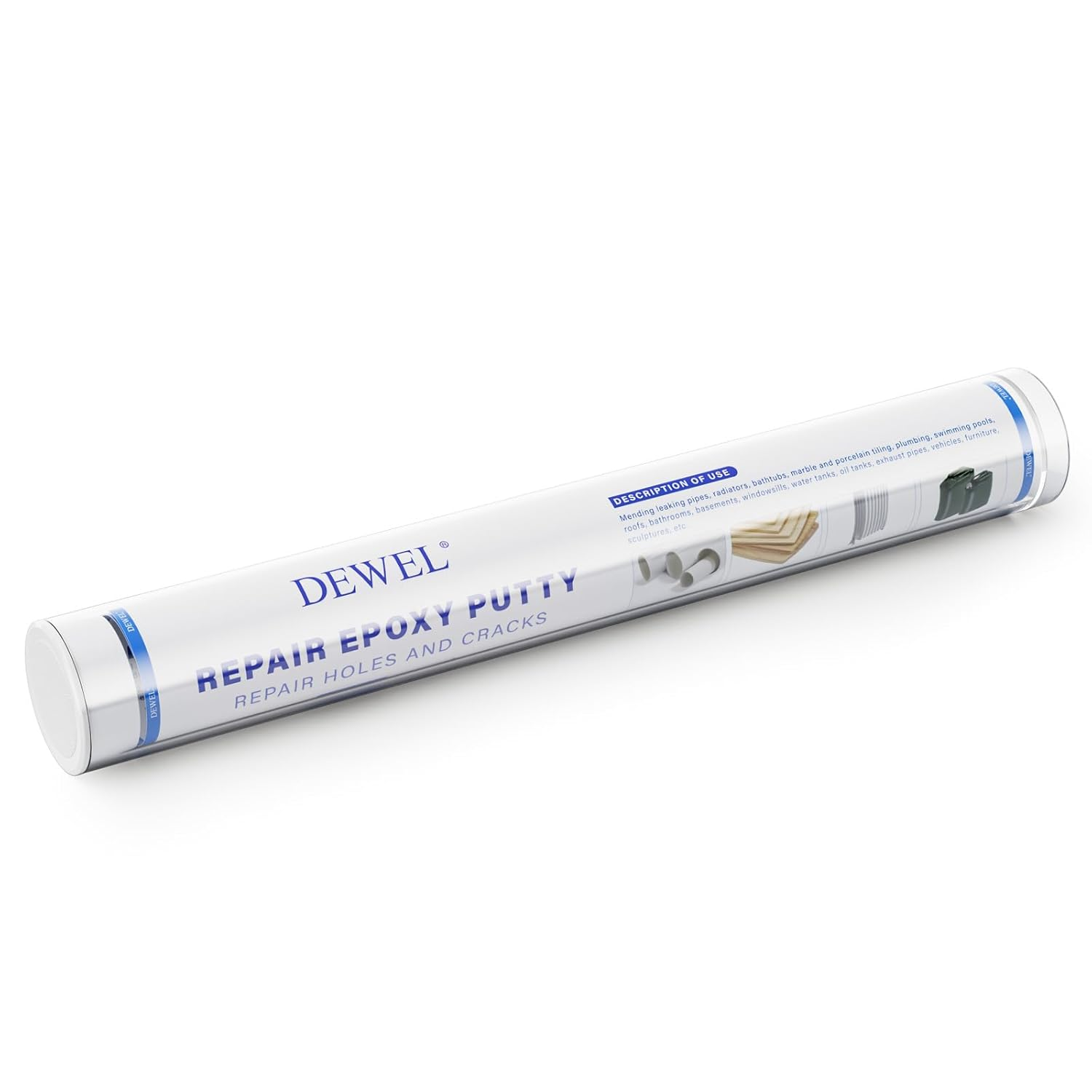 DEWEL Epoxy Putty Stick 4 OZ (114G), Waterproof & Rust-Proof, Multi-Purpose Repair for Cracks, Holes & Gaps - Drillable, Sandable, Fast-Curing Adhesive for Various Materials - White image number 3