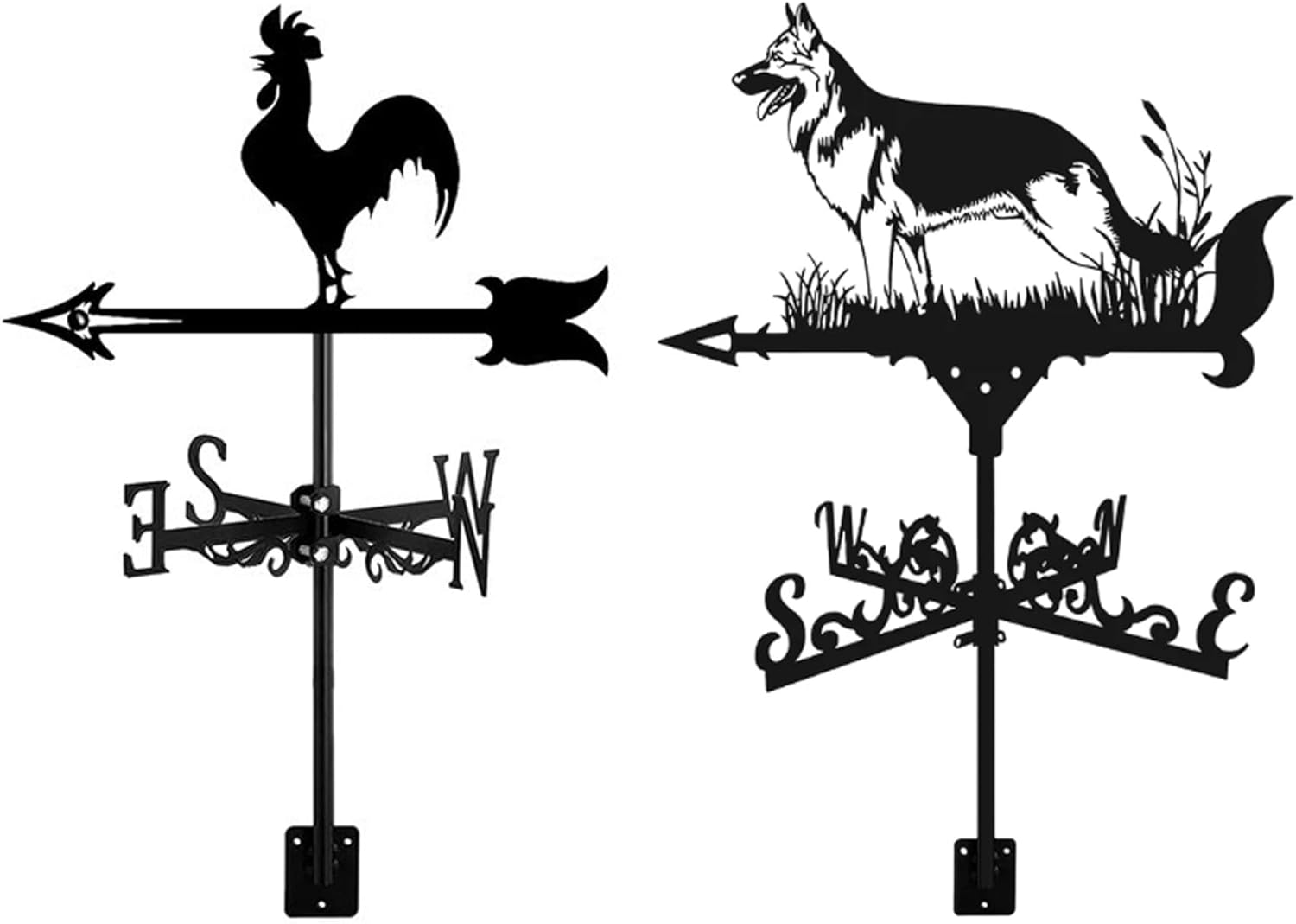 Weather Vane Roof Mount Animal Shape Weathervane Iron Decorative Wind Vane 13X22Inch Wind Direction Indicator for Yard Garden Farm Rooster Weather Vanes for Yard Weathervane Wind Direction Indicatorw - Rooster image number 3