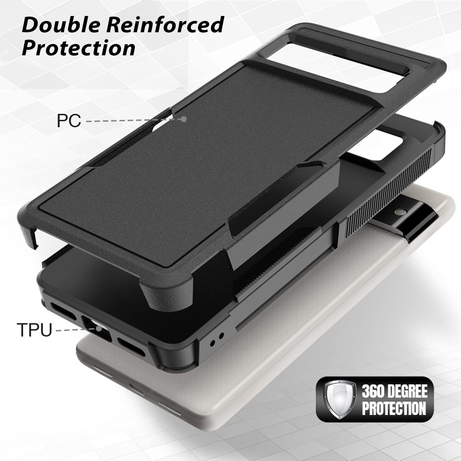 ZUSLAB Rugged Case for Pixel 7 Pro Rugged Defender Protective Heavy Duty Shockproof Dustproof Cover for Google (2022) - Black