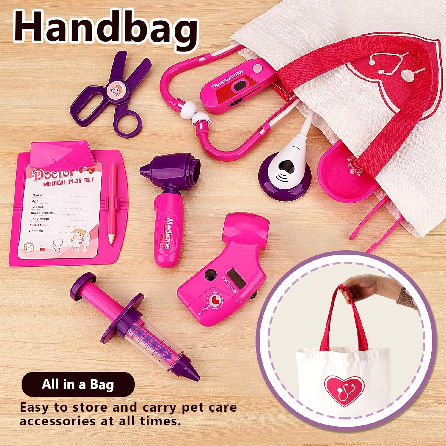 HERSITY Veterinarian Play Set Doctor Case Children from 3 Years, Doctor Role Play Veterinary Case with Plush Dog Doctor Toy, Children'S Toy Gifts for Girls Boys 4 5 6 Years Birthday image number 2