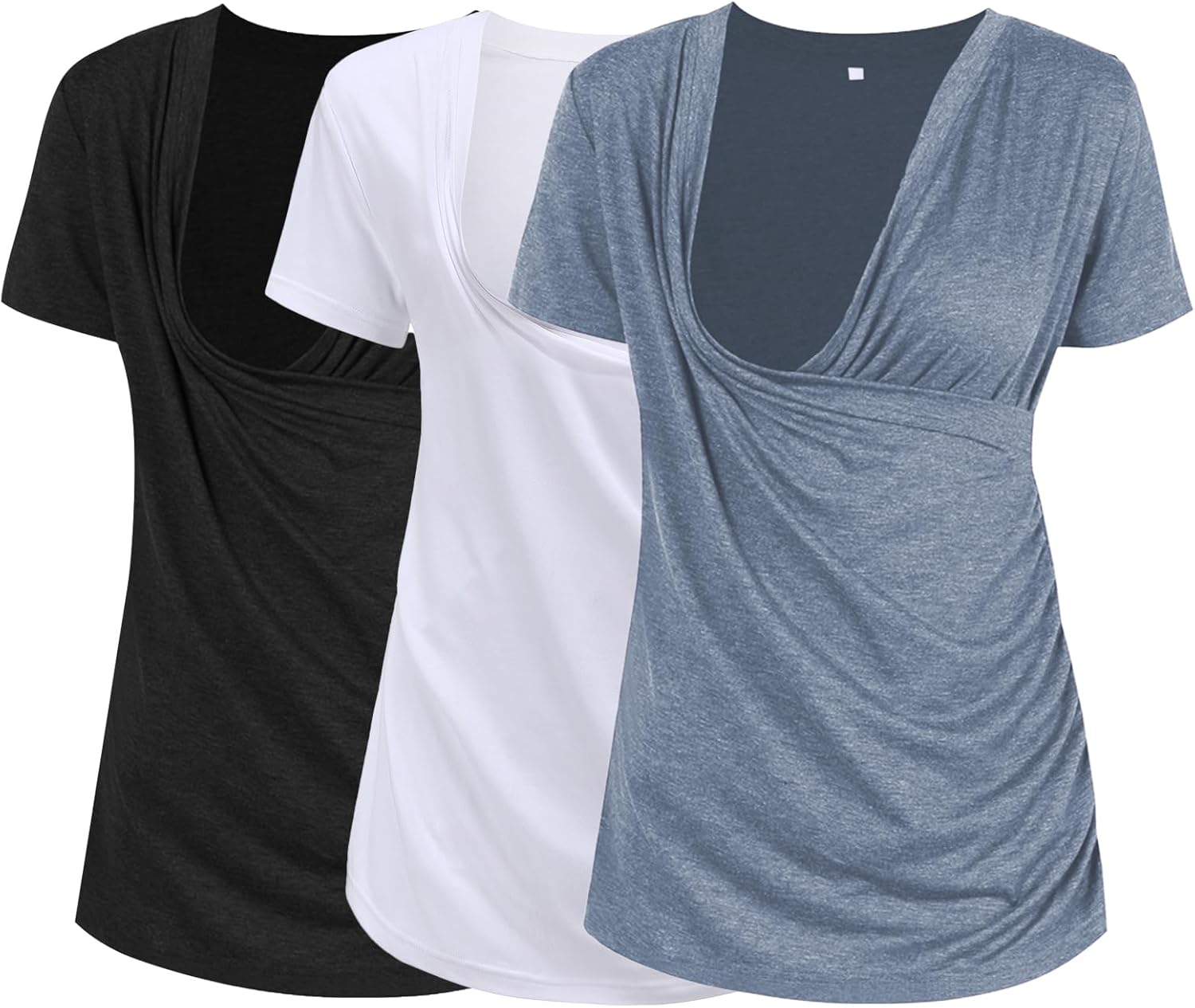 Liu & Qu Womens Maternity Nursing Tops Short Sleeve Breastfeeding Shirts Heather V Neck Clothes image number 3