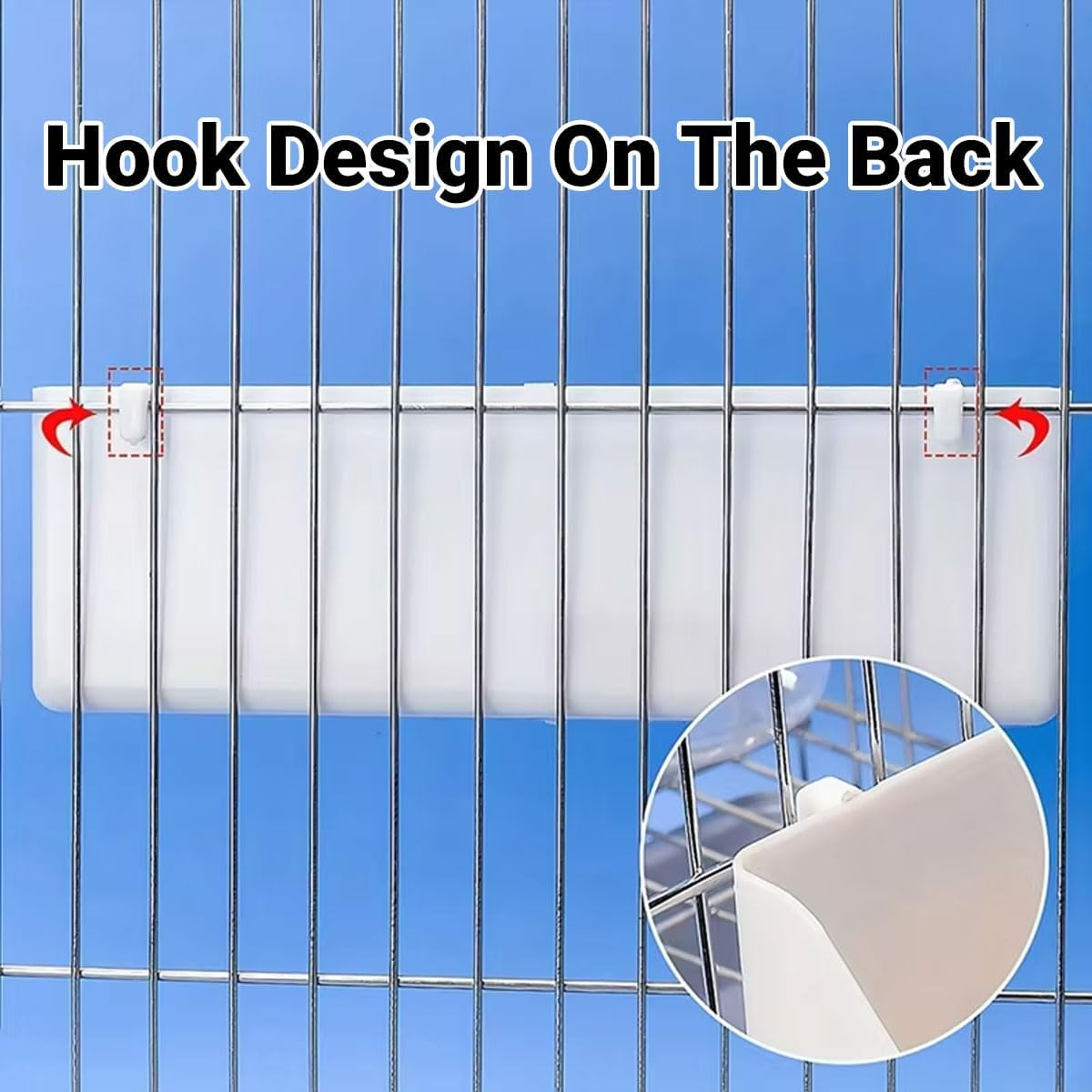 AIMALL Dual-Compartment Bird Feeder with Perch for Budgie Pigeon Peony Xuan Feng Cockatiel Parakeet 8.27X2.56X1.97In Plastic Cage Hanging Food and Water Trough Box image number 4