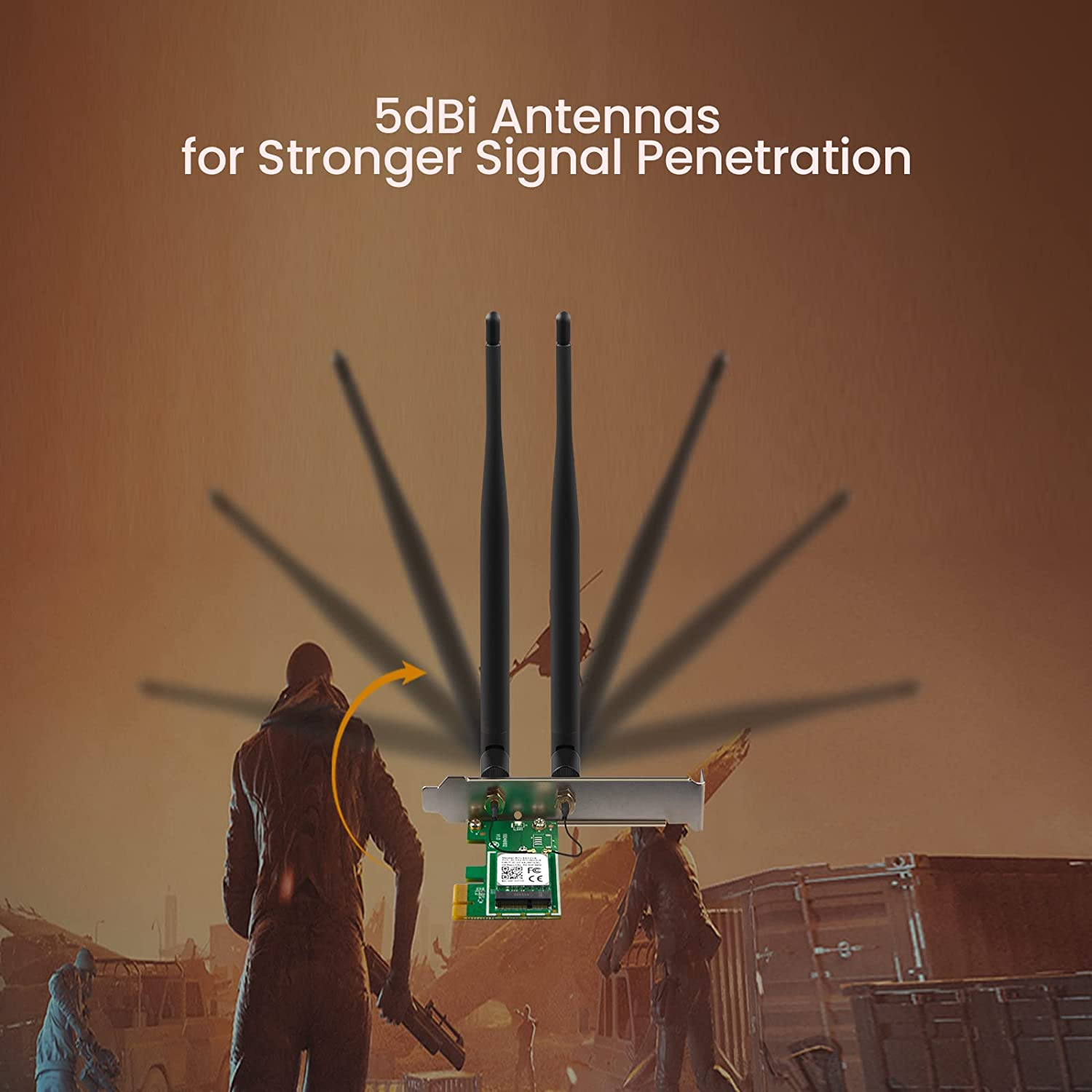 Tenda AC1200 Pcie Wifi Card &ndash; Dual Band Wireless Card with 2 X 5Dbi Detachable Antennas &ndash; Gigabit Network Card &ndash; PCI Express Wifi Card for Desktop/Pc Gaming &ndash; Supports Windows 10(E12)