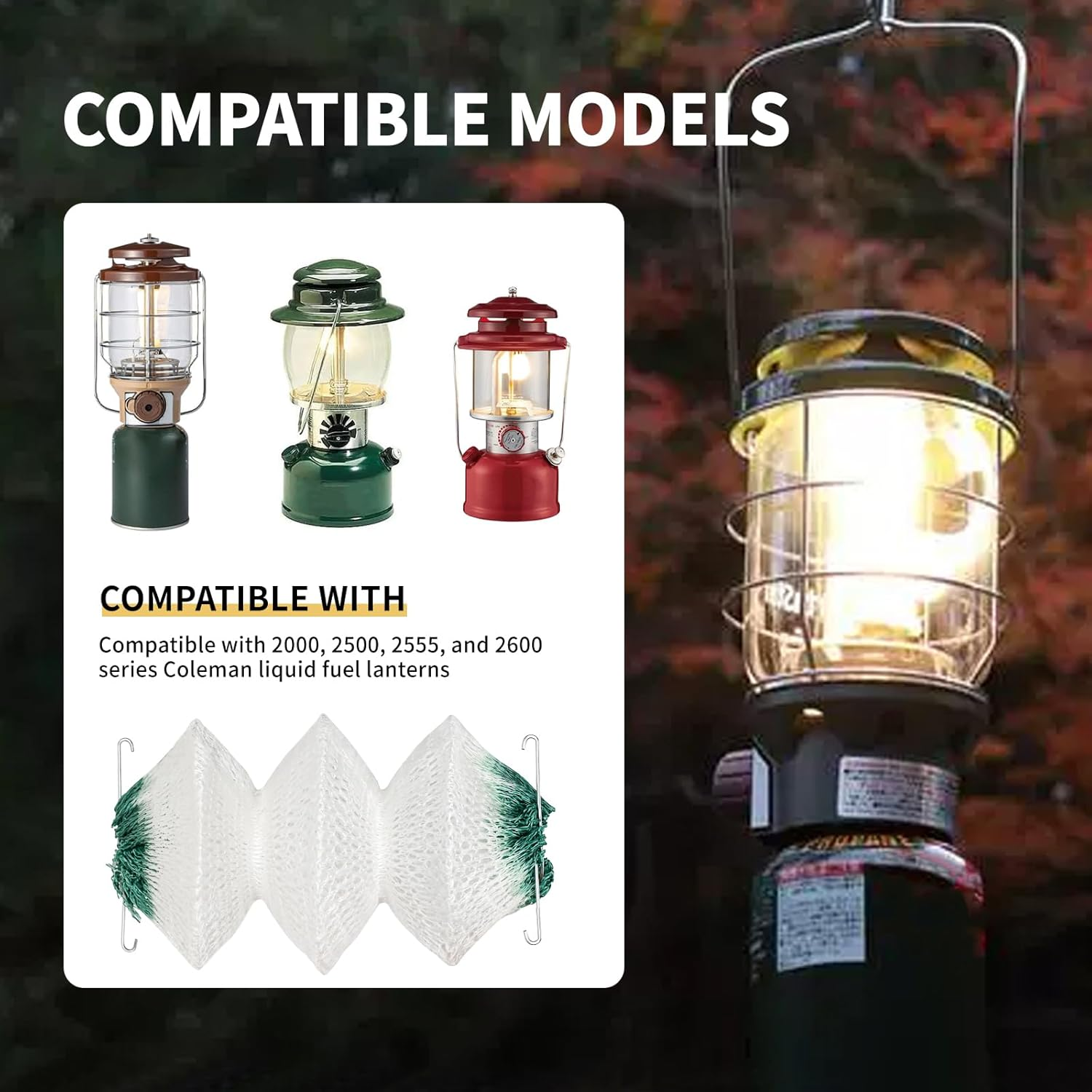 Lantern Mantles for Coleman, 3-Layer Gas Lamp Mantles #95 Clip on with 2 Install Clips