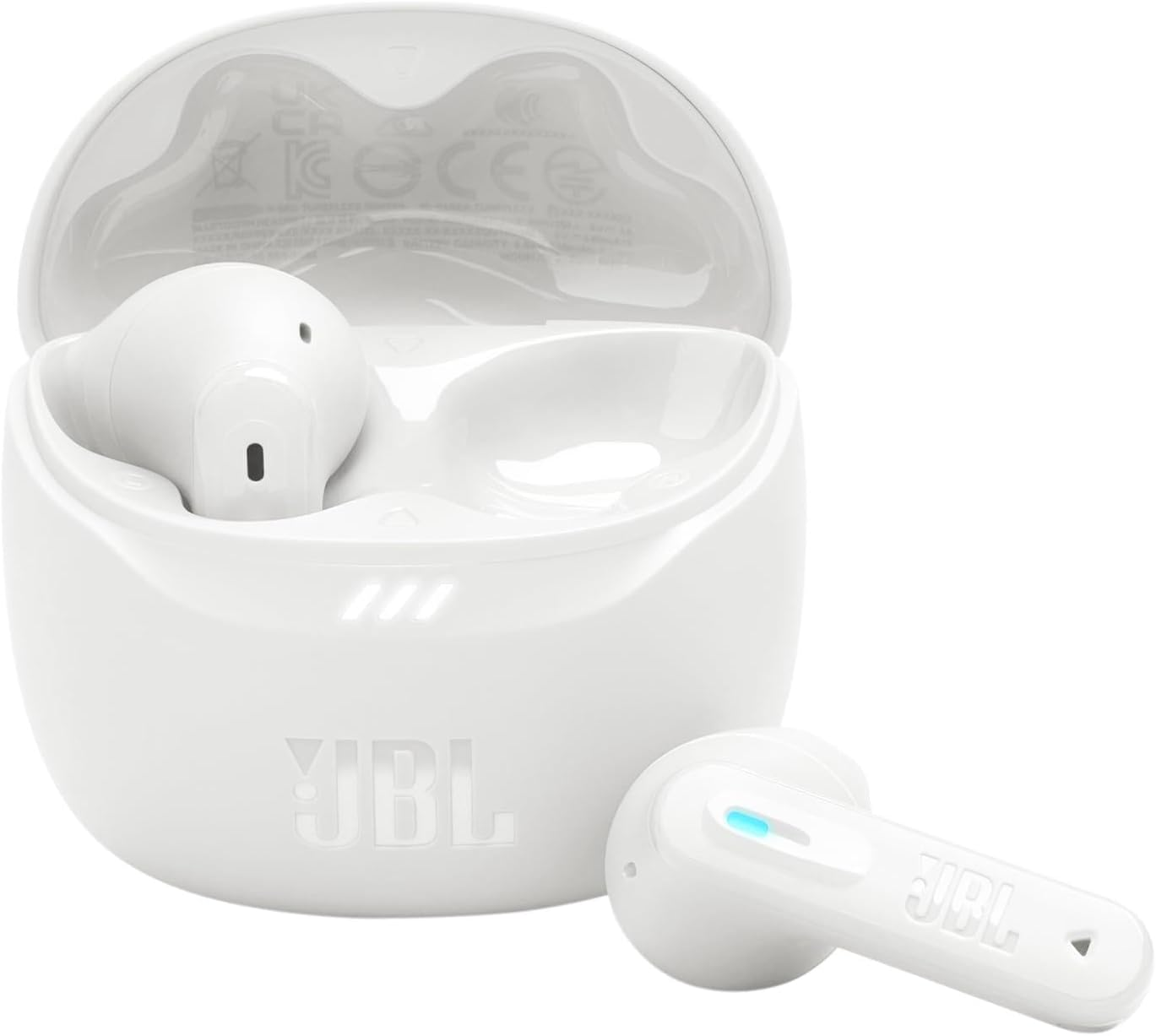 JBL Tune Buds 2 Ghost Edition, JBL Pure Bass Sound with Spatial Sound, Adaptive Noise Cancelling with Smart Ambient, 6 Mics for Perfect Calls and Customized Call Experience, Ghost White