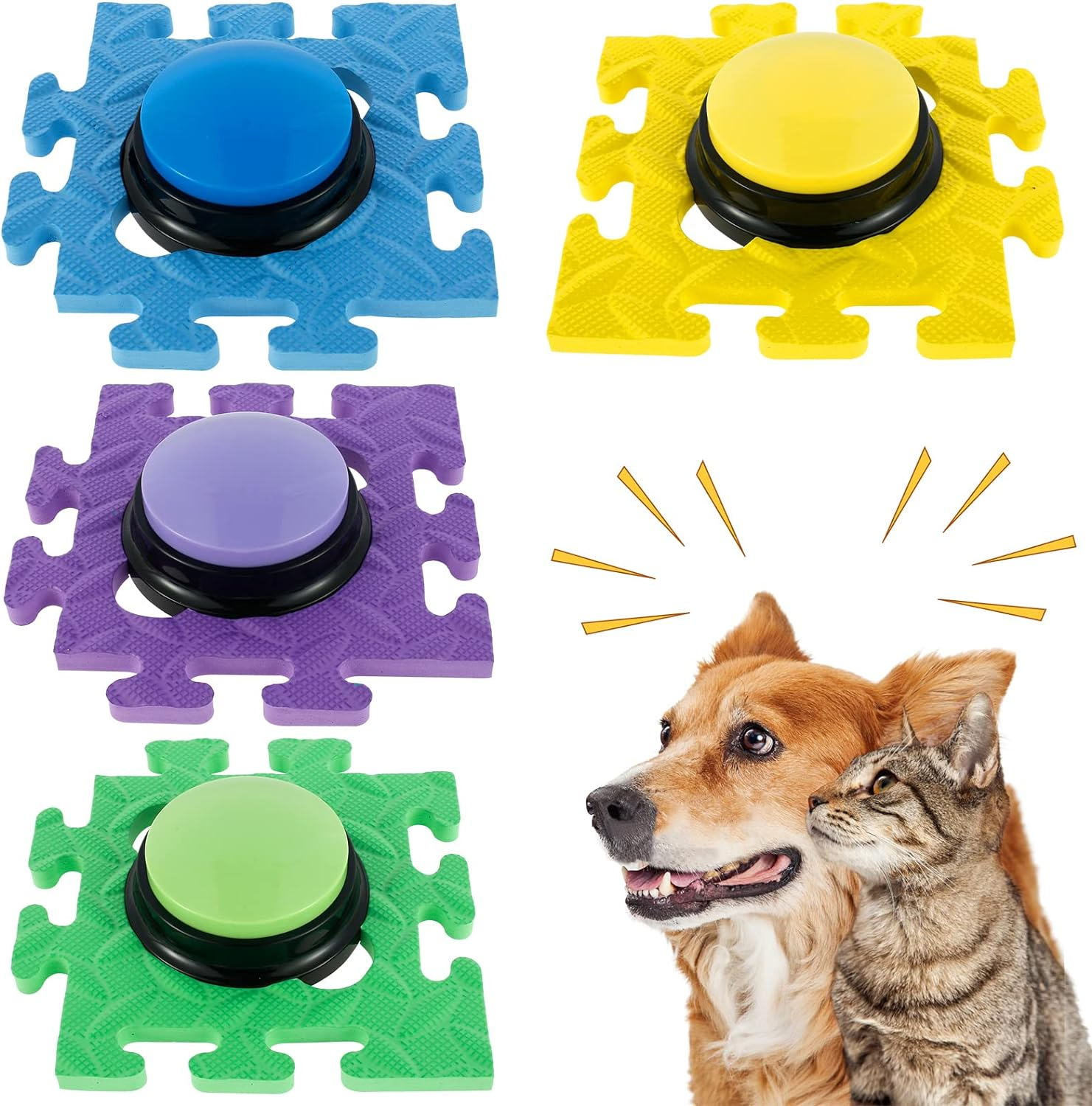 4Pcs Dog Talking Button and Non-Slip Mat, Pet Training Buzzer, Recordable Training Buttons for Dogs, 30Seconds Voice Recording, Portable Easy to Use for Communication Dogs Pet image number 2