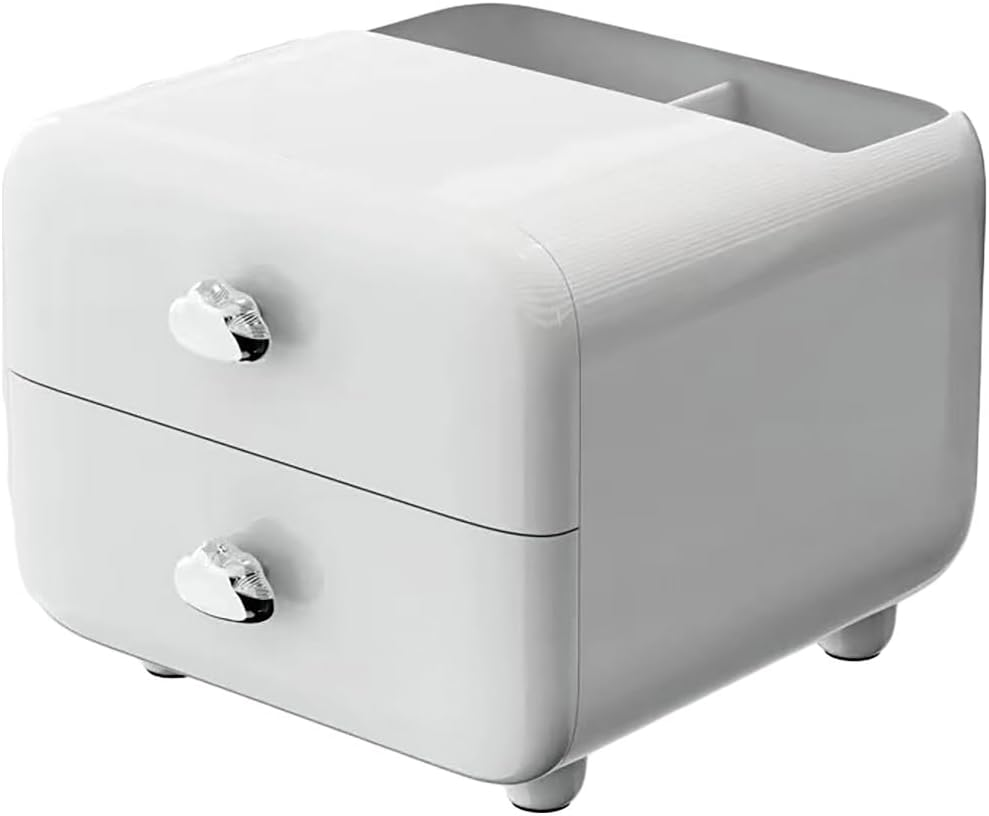 AIMALL Multifunctional Cream Colour Desk Organiser, Drawer Storage Box for Office and Children, Space-Saving Desktop Design in Beige, Green, and White, Dimensions 5.9" X 6.1" X 5"