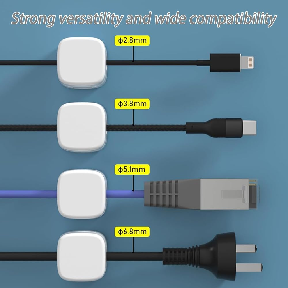 12 Pack Cord Organizer, Strong Adhesive Wire Charger Holder, Adhesive Cable Management Clips Holder for Nightstand, Kitchen Appliances, Office Supplies, White image number 4