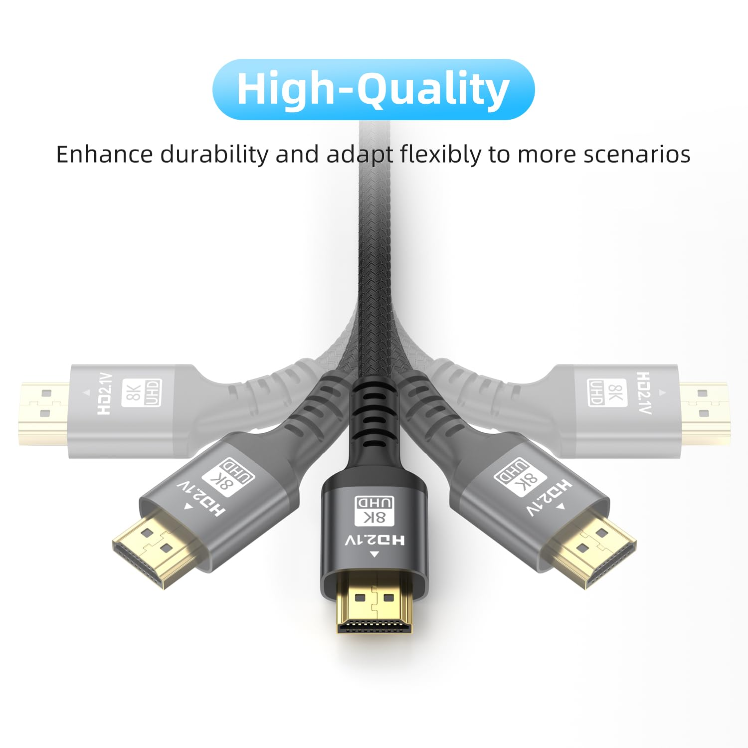 8K HDMI 1M Cable High Speed HDMI Braided Nylon Wire,Support 48Gbps 8K@60Hz 4K@120HZ,HDCP 2.2 &2.3,Dts:X,Hdr,Earc,Compatible with Roku Tv/3D/Ps5/Hdtv/Laptop/Blu-Ray