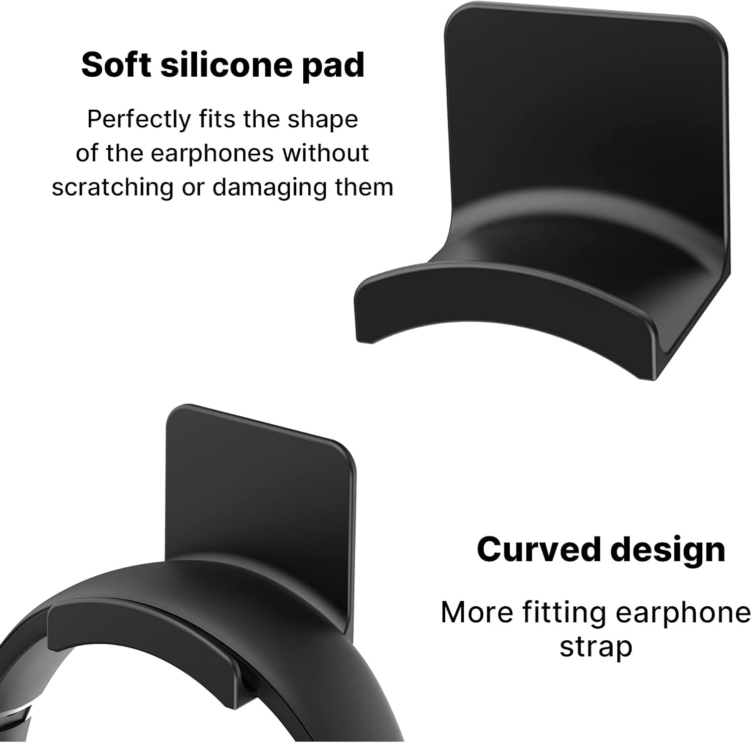 Universal Headphone Stand Holder &ndash; Adhesive Headset Hanger Hook for Wall & under Desk Mount &ndash; Fits Beats, Sony, Bose, JBL, Gaming Headphones & Controllers &ndash; Black (2 Pack) image number 5