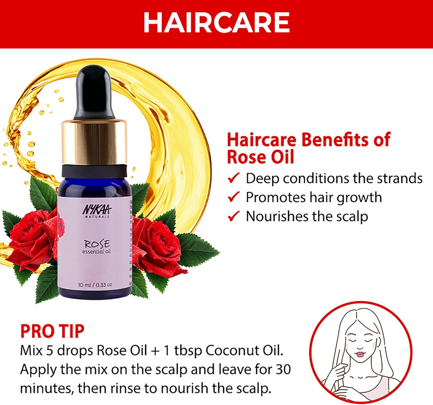 Nykaa Naturals Essential Oil - Rose for Women 0.33 Oz Oil