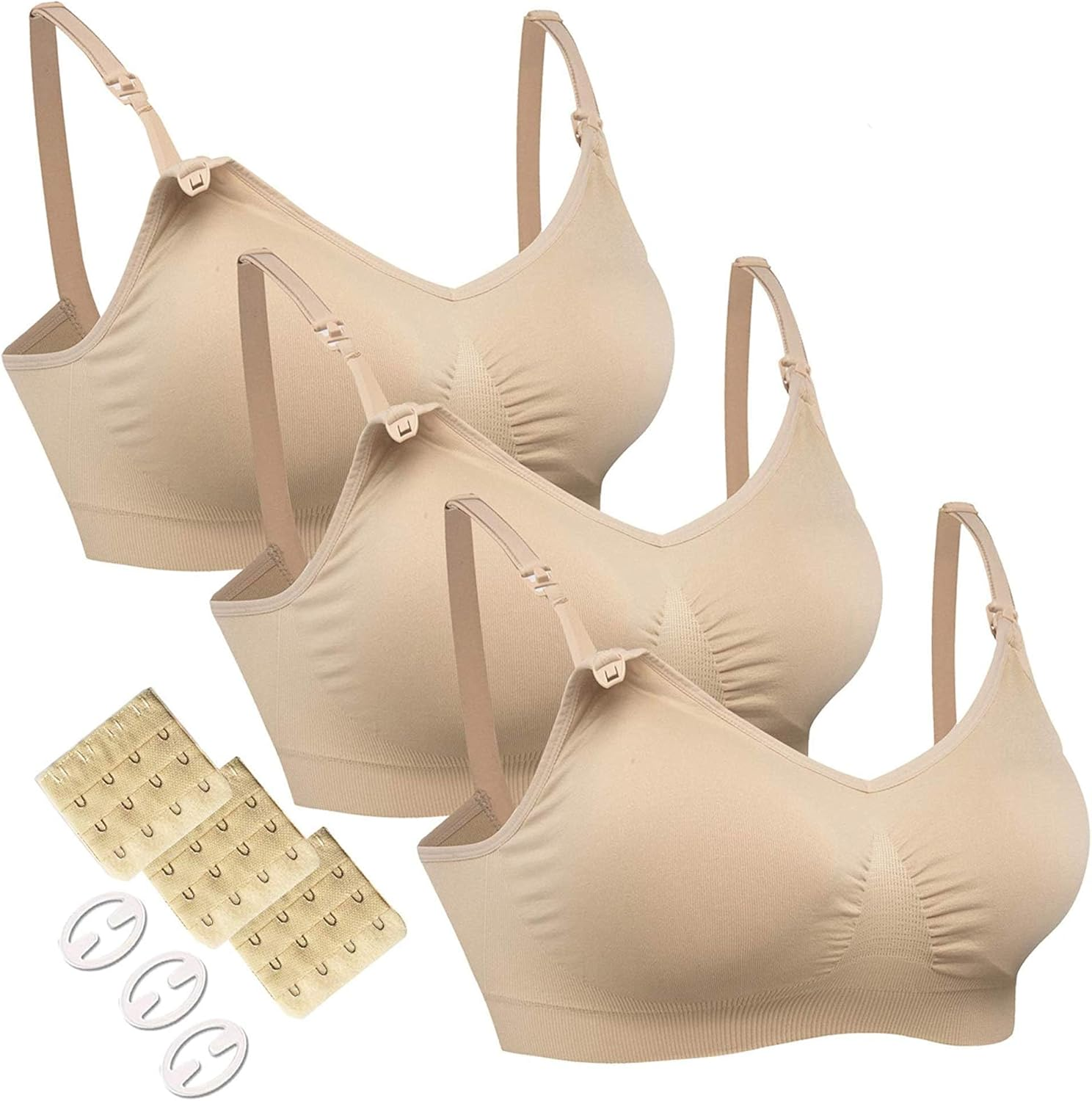 HOFISH Pregnant Seamless Nursing Bra with Pads Cami Tank Top with Clasp in Front for Easy Breastfeeding with Pads Shelf-Bra Top image number 7