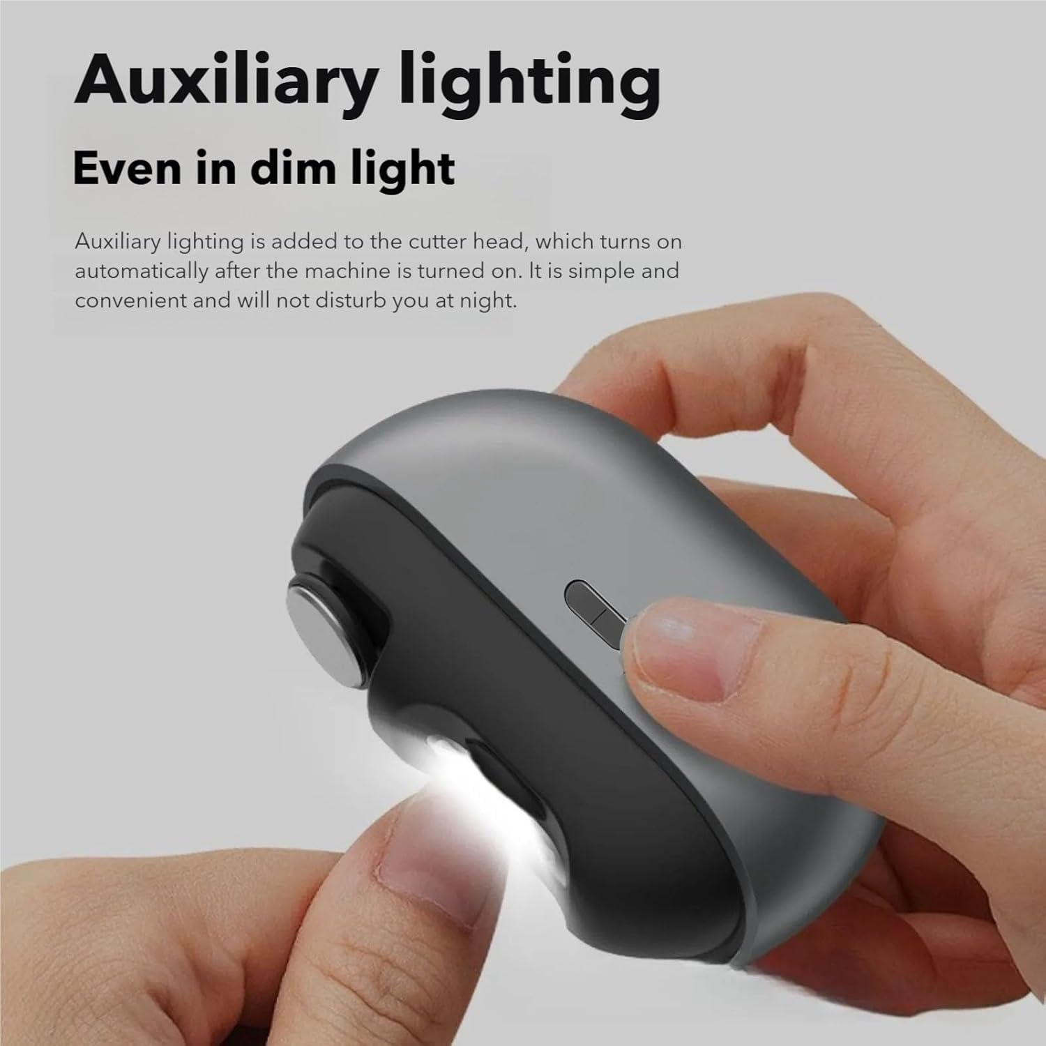 Easyclip Smart Nail Clipper,Fanyil 3 in 1 Easy Clip for Seniors,Designed for Extra Hard/Thick Hands Feet Nails,Polishing Clipper with Light,Safe for Baby & Seniors-Grey-7-14 Days Delivery image number 3