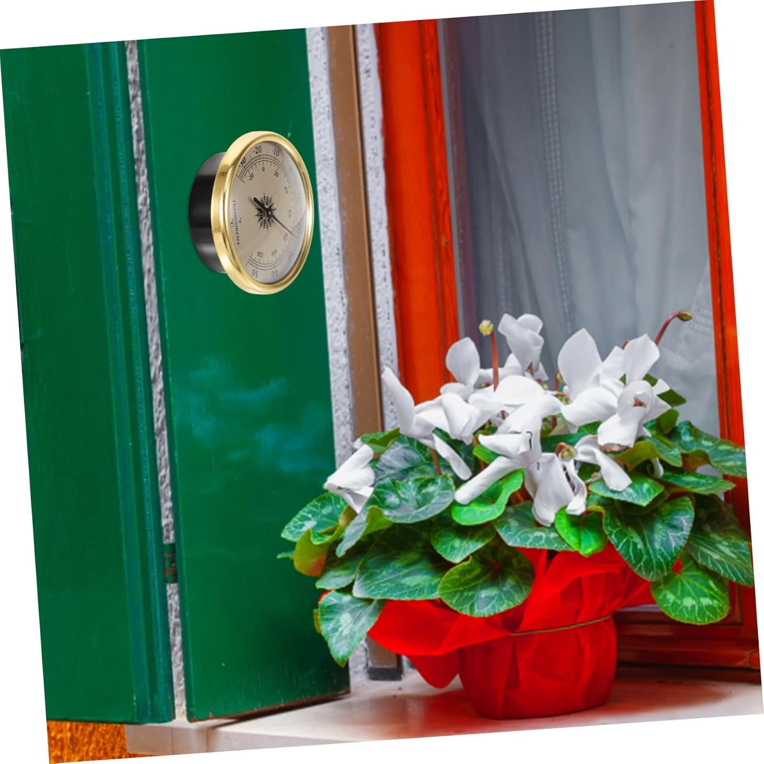 Metal Indoor Room Thermometer Wall-Mounted Temperature Gauge for Home Nursery Greenhouse Fahrenheit Display round Gold Weather Station Temperature Tool image number 3