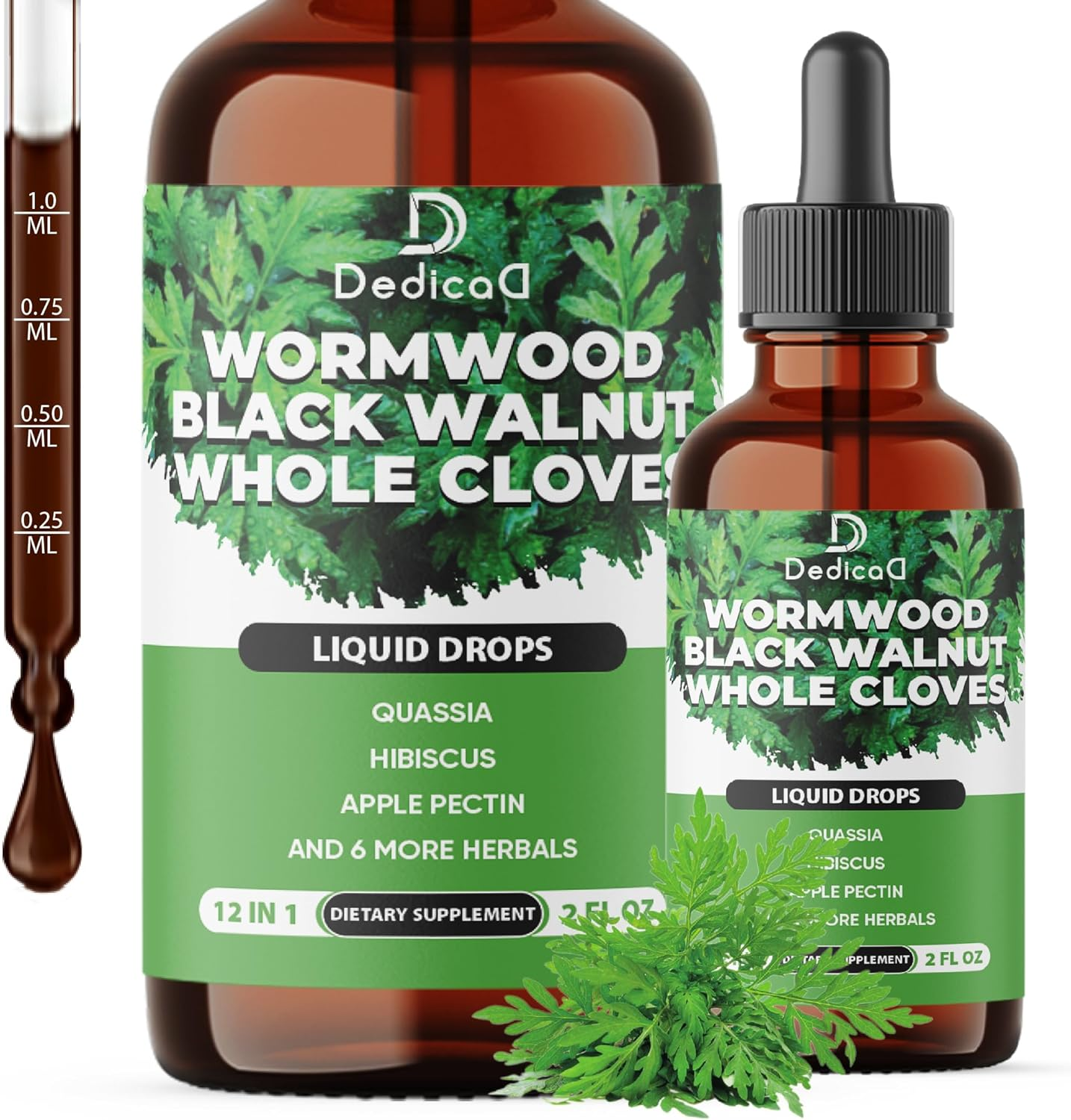 DEDICAD 12In1 Wormwood Liquid Drops - Black Walnut Wormwood Tincture Liquid Extract Whole Cloves and 9 More Herbs - 60 Days Supply image number 4