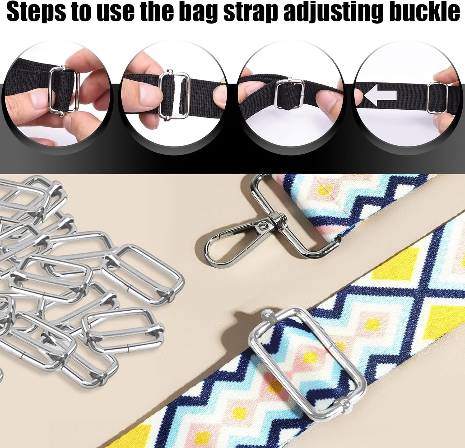Metal Adjustable Slide Buckles, 30 Pcs Adjustable Webbing Slider, Trig Lide Slide for Purse Bag, Hardware Making Supplies, Belt Backpack, Replacement Keeper, Skirt Straps image number 3