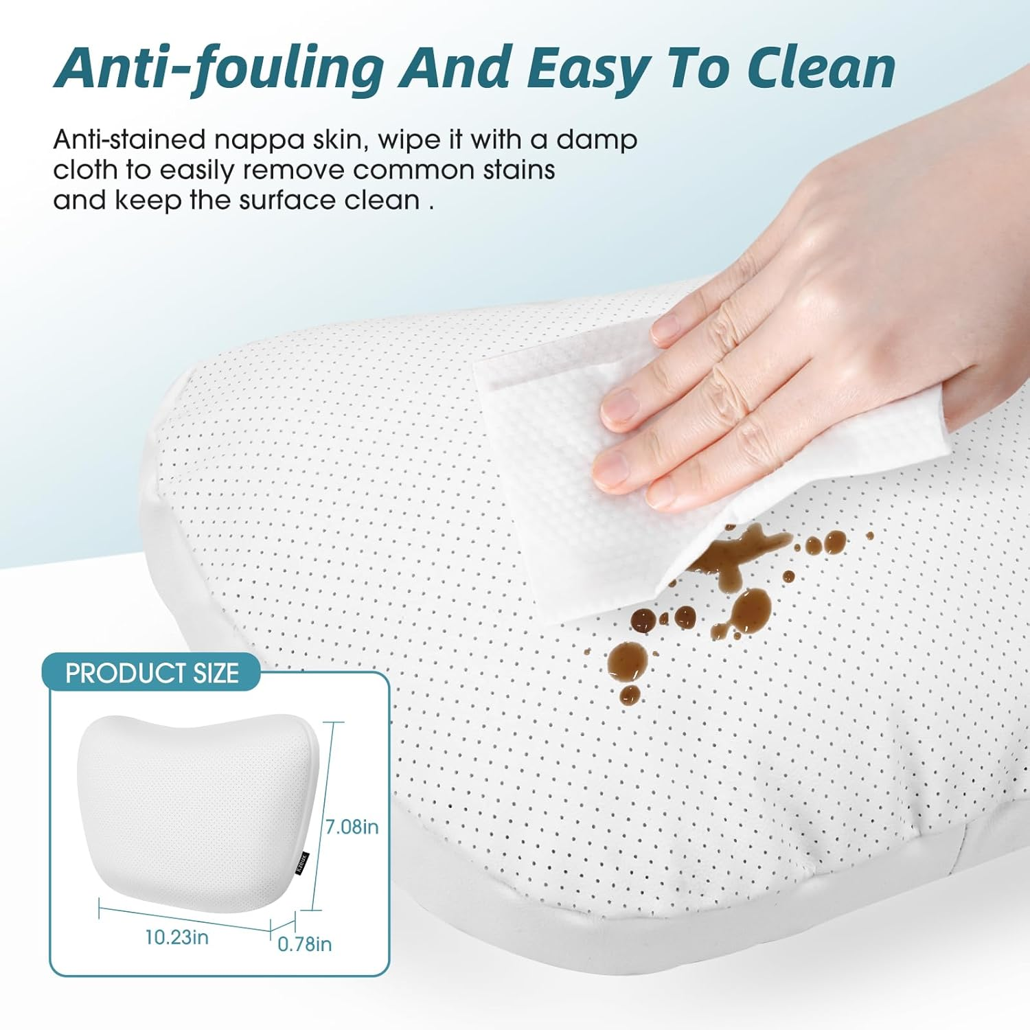 Kzeux Upgraded Car Seat Neck Pillow - Adjustable Height Headrest Cushion - for Tesla Models 3/Y/S/X High Elastic Pearl Cotton Interior and Ventilated Nappa Leather - Neck Pain Relief (1 Pack White) image number 6