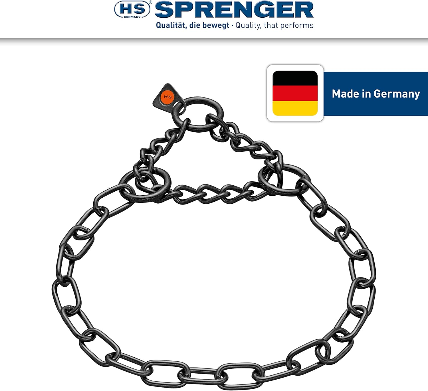 Herm Sprenger &ndash; Black Stainless Steel Fur Saver Dog Collar &ndash; Medium Link &ndash; Professional Training Collar &ndash; Assembly Chain &ndash; Correction Slip Chain &ndash; Made in Germany (22 Inches (55 Cm)) image number 2