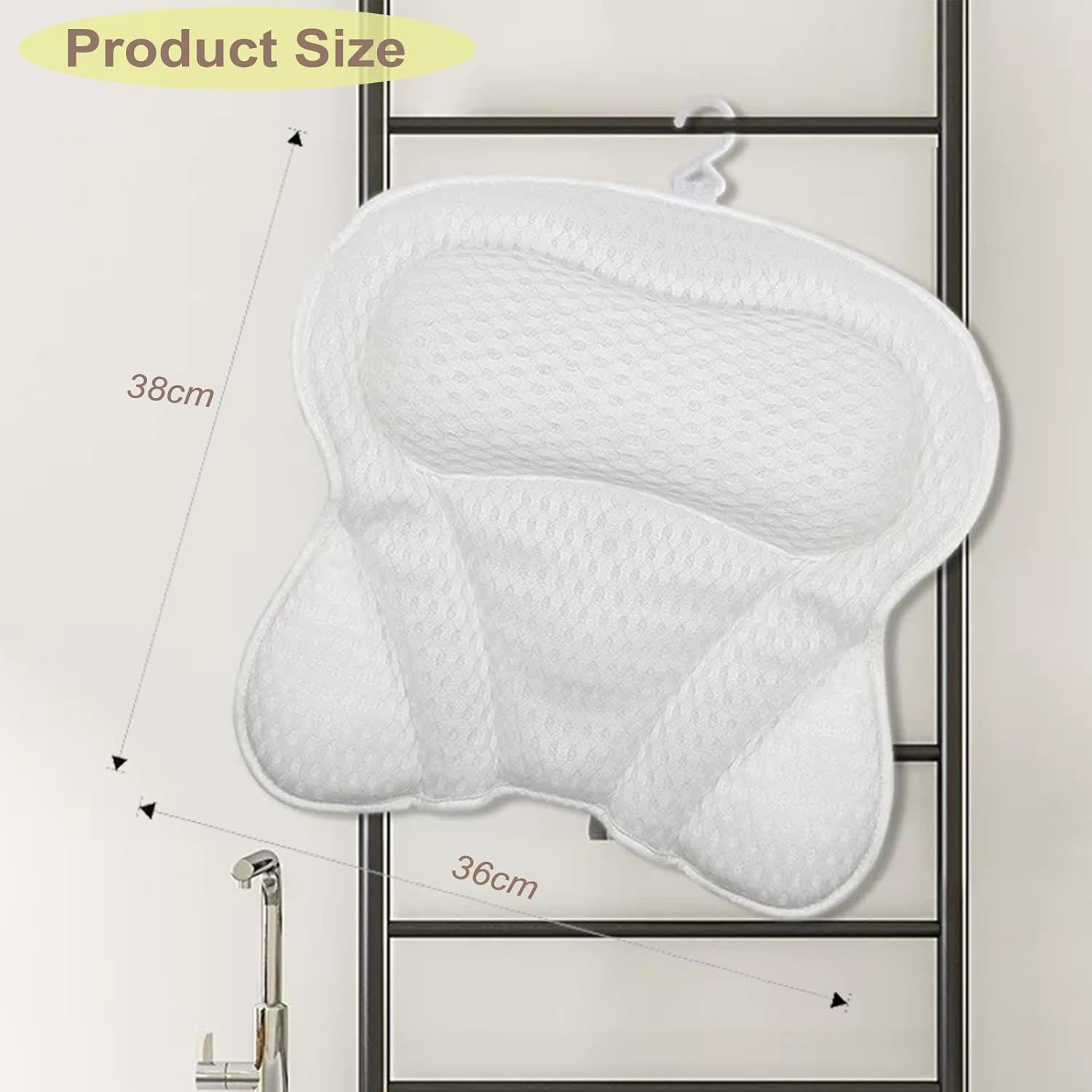 Bath Pillow Bathtub Pillow, Luxury Bathtub Spa Pillow for Neck and Back Support, Quick Dry Bath Tub Pillow with Soft 4D Mesh Fabric and Non-Slip Suction Cups, Relaxing Bath Accessories Spa Gifts image number 6