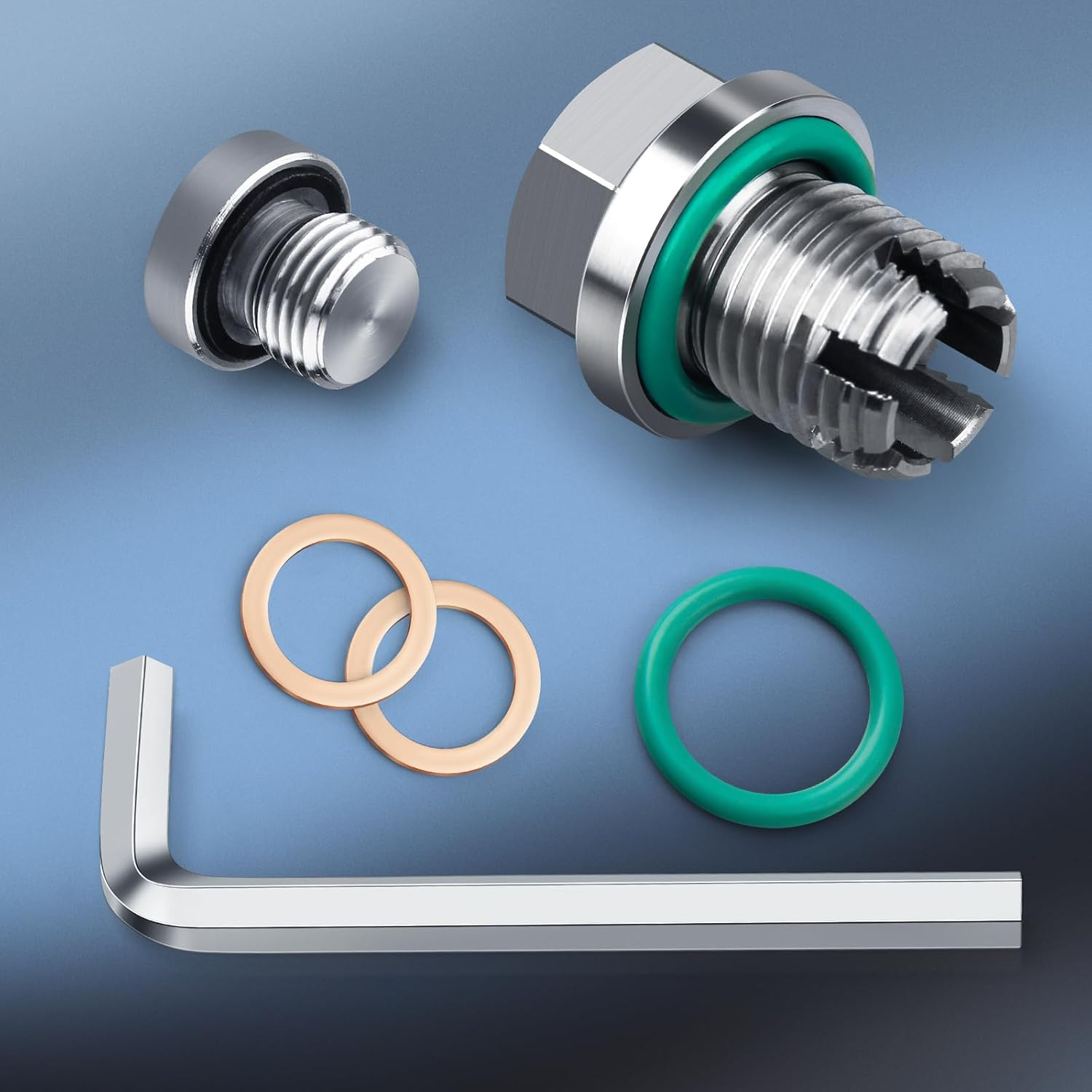 M14.1-1.5 X 15Mm Oversize Piggyback Oil Drain Plug, Stainless Steel Self Tapping Oil Pan Thread Repair Kit image number 6