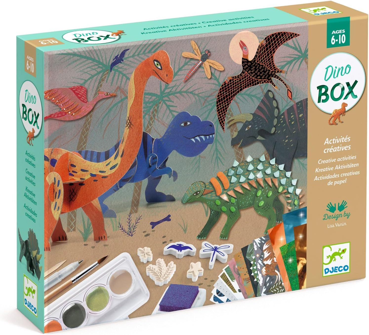 Djeco DJ09331 Multi-Craft Activity Box -The World of Dinosaurs image number 1