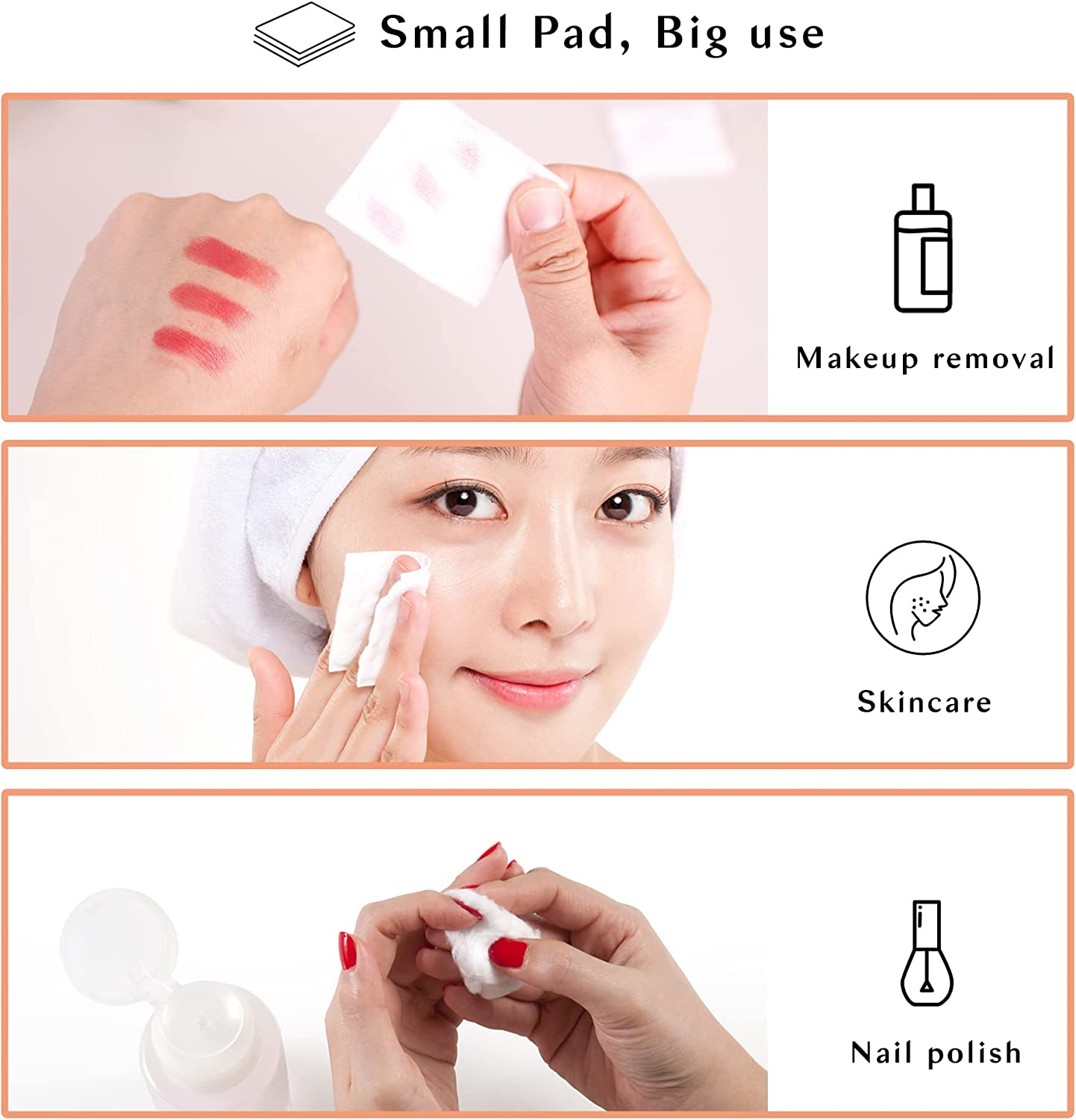 Reyoung Premium Cotton Pads for Face (444 Counts) | Makeup Remover Pads, Hypoallergenic, Lint-Free | 100% Pure Cotton image number 1