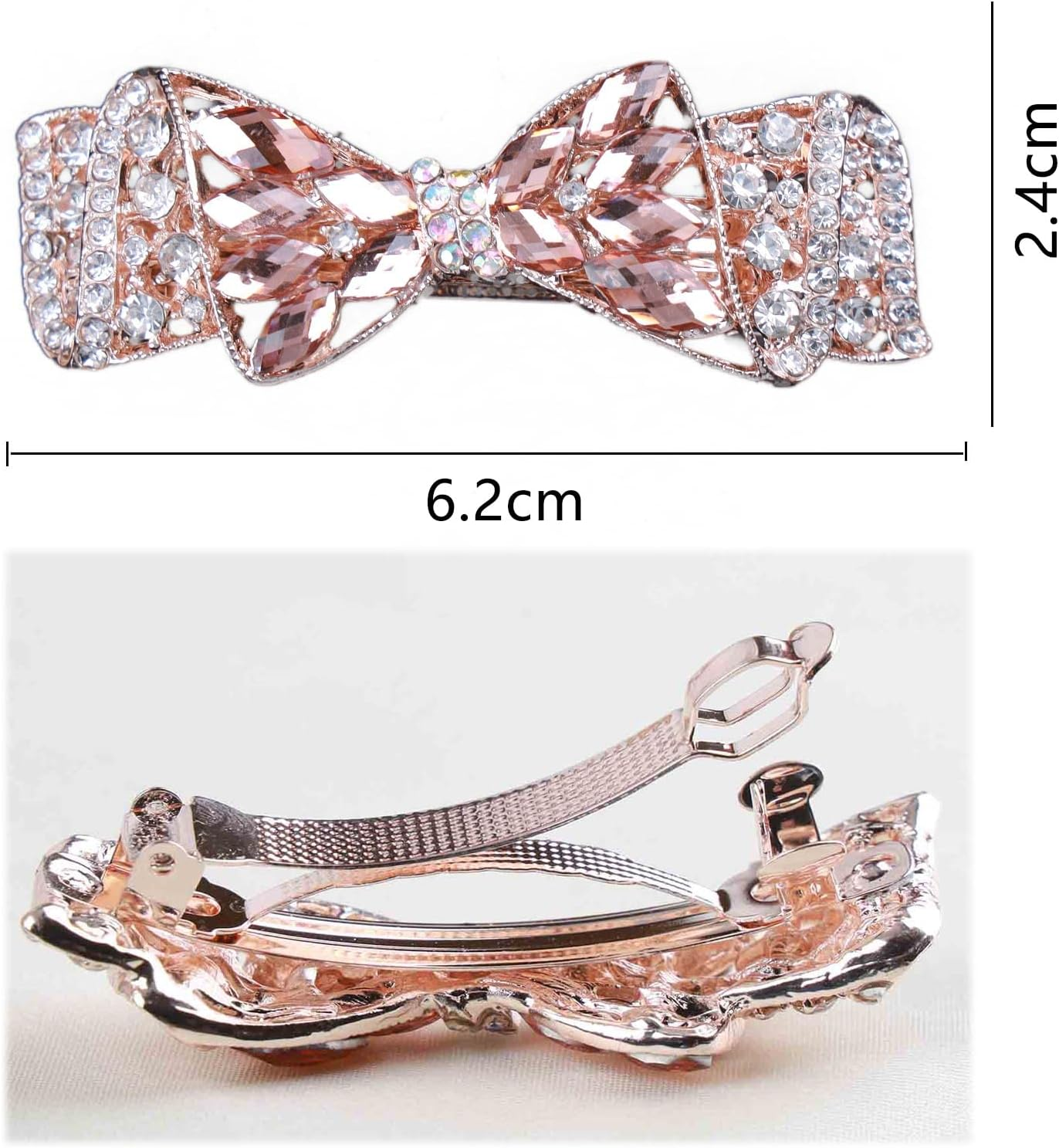 Tseenyi Bow Crystal Hair Clip Rhinestone Wedding Hair Clip Hair Clip Shiny Bridal Crystal Hair Clip Decorative Headwear Gold Gemstone Women and Girls (With Champagne Crystal) image number 2