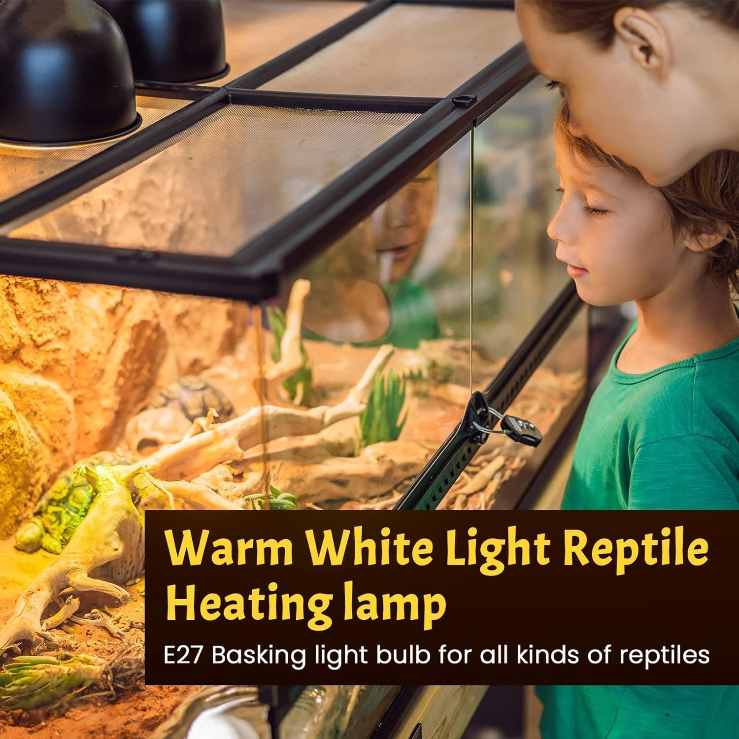 Bonlux 50W E27 Reptile Heat Lamp, UVA+UVB Full Spectrum Sum Lamp Dimmable Sunbathe Heat Light AC220-240V Basking Lamp, for Reptiles, Amphibians, Lizards, Turtle, Snakes(4 Pack, Warm White 2700K) image number 5