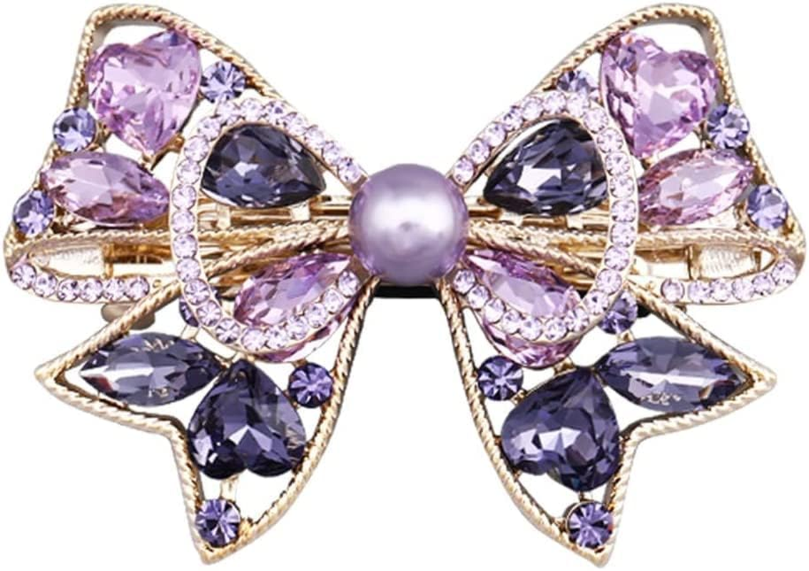 Crystal Hair Accessories,Clips Hairpins,Clip Plate,Hairpin Back Head Hair Accessories Headdress Temperament Hairpin Female Word Back Head Clip Ponytail Chuck Flower (Color : A, Size : 9 * 5.2Cm) (Col image number 6