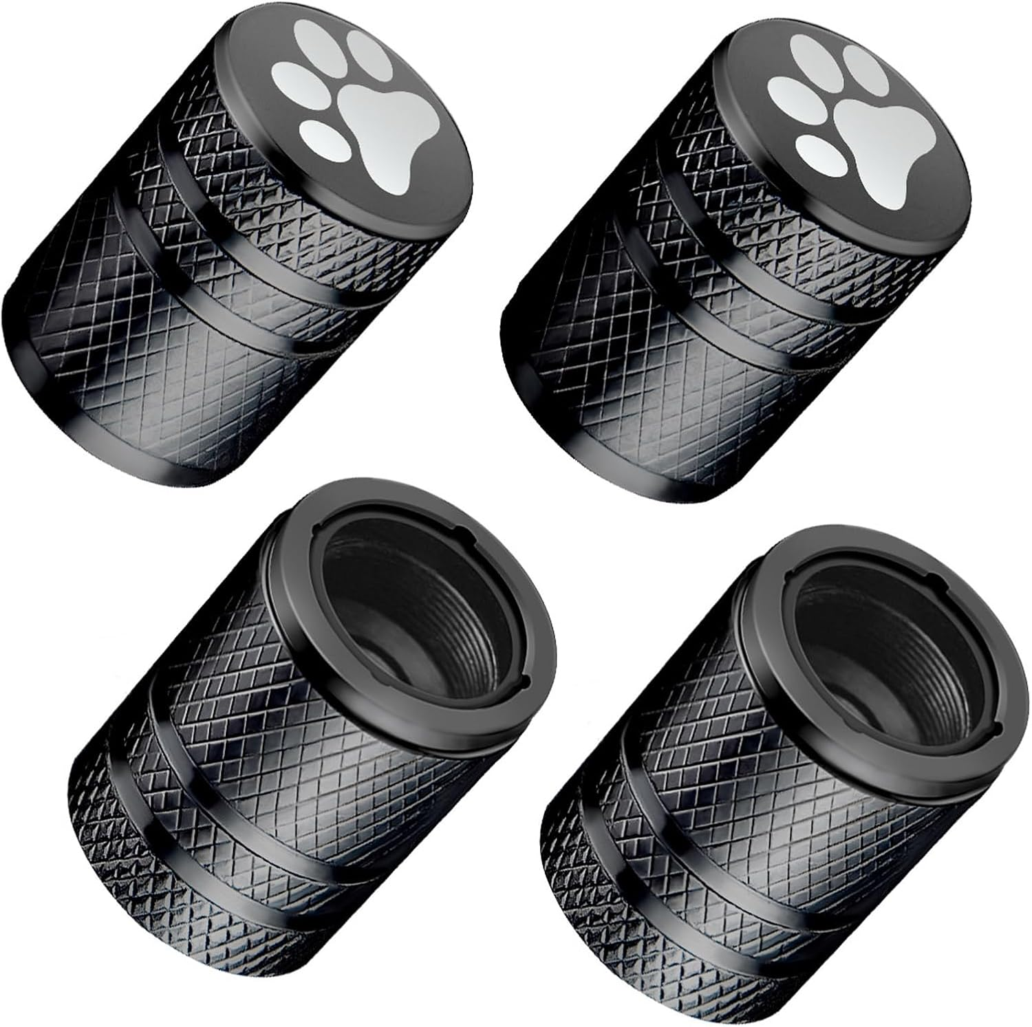 Tire Valve Stem Caps - (4 Pack) Premium Metal Air Caps with Plastic Liner, Durable, Corrosion Resistant and Leak-Proof, Universal Fit for Cars, Trucks, Motorcycles, and Bikes - Black