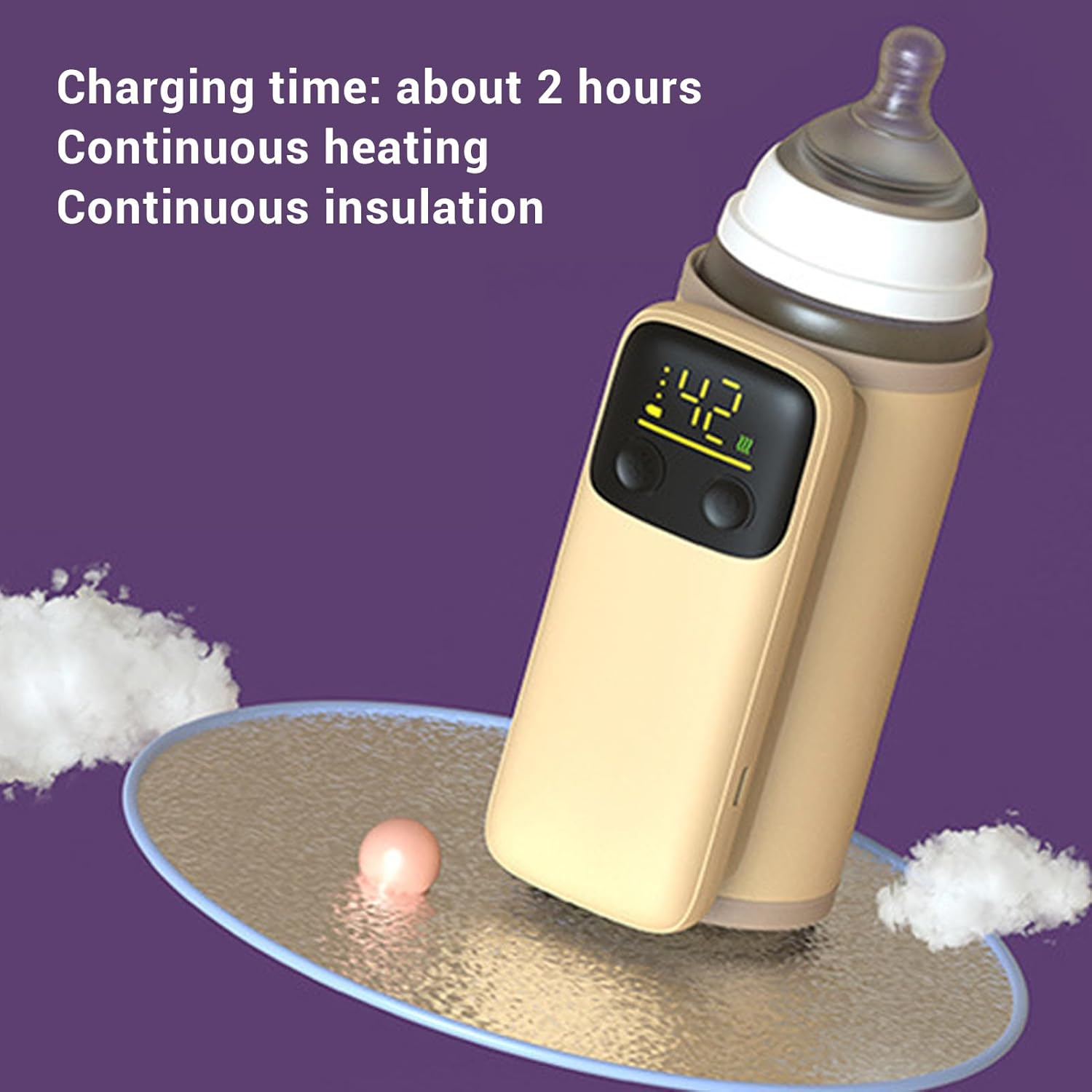 Milk Bottle Warmer Portable, Rechargeable Bottle Warming Constant Temperature Keeper, Quick Heating Baby Bottle Warmer, Insulated Sleeve for Breastmilk