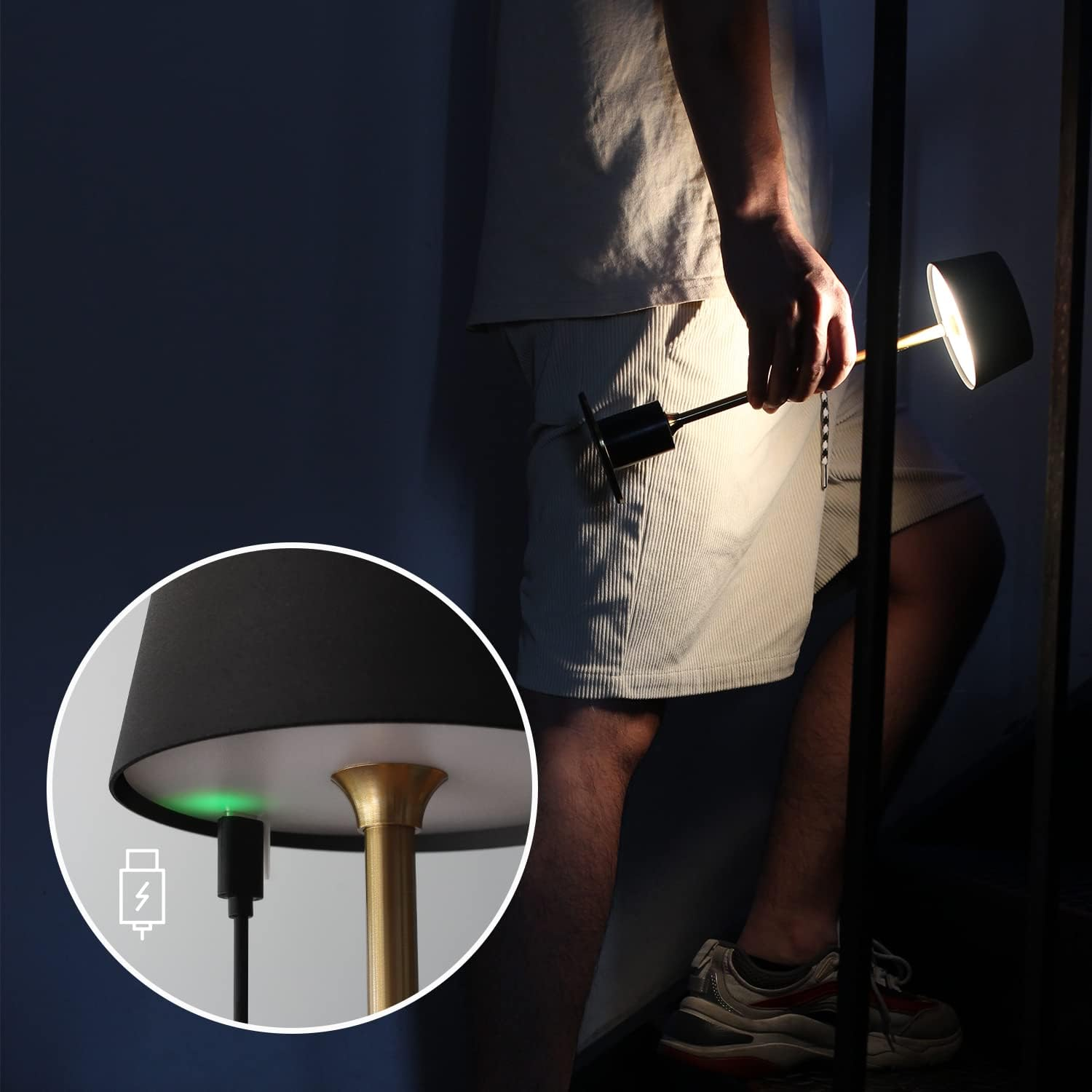 Cordless Table Lamp, DAWALIGHT Rechargeable Desk Lamp, 3 Level Brightness Fillable Lamp, Couple Dinner, Coffee Table, Restaurant, Bedroom, Reading, Outdoor Camping image number 5